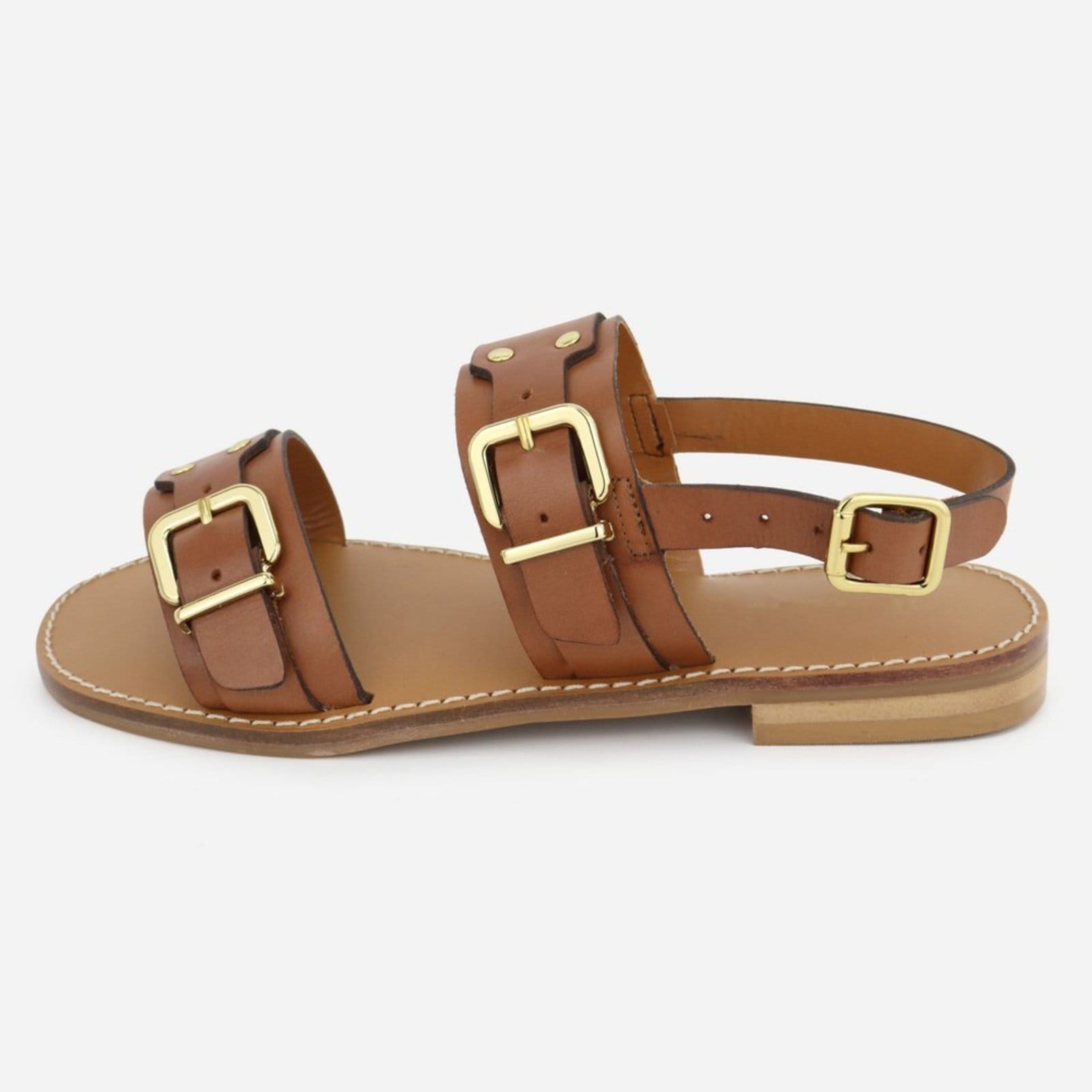 Vista principal Sandália Fivelas Maria Paula Couro Rasteira MARIA PAULA caramelo