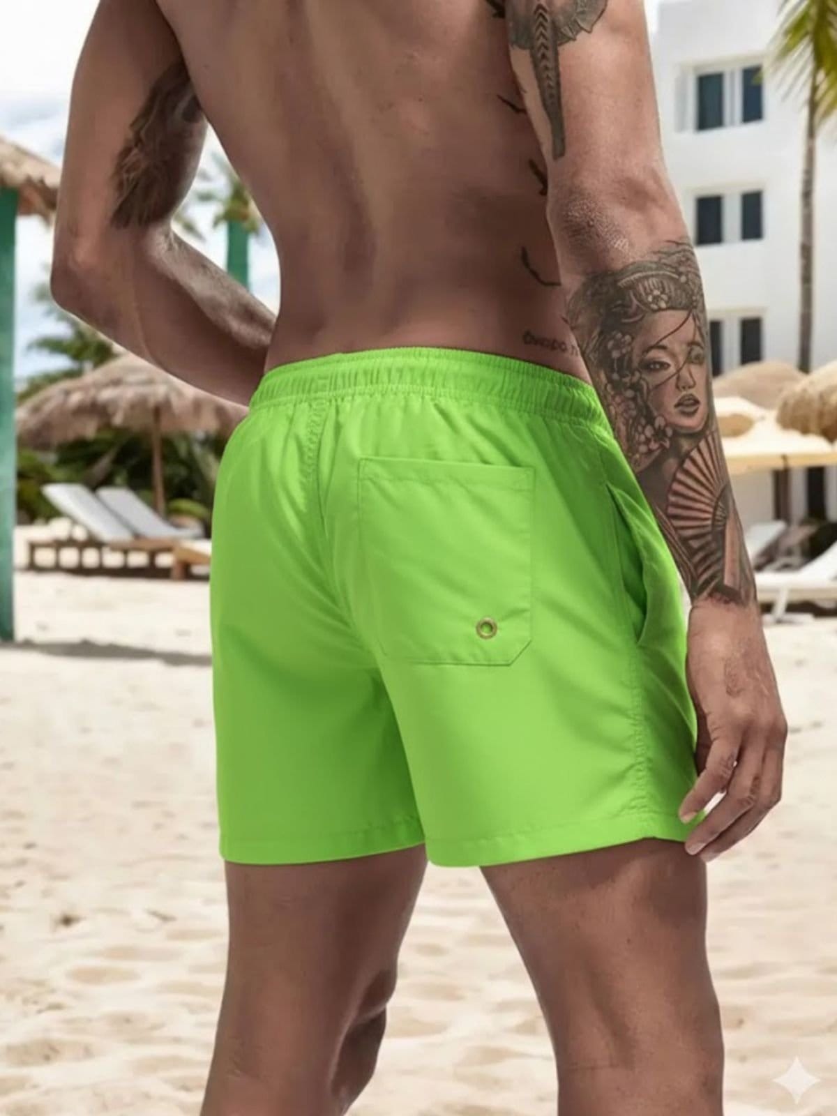 Vista 2 Short Masculino Safira Moda Tactel Neon Safira Moda verde