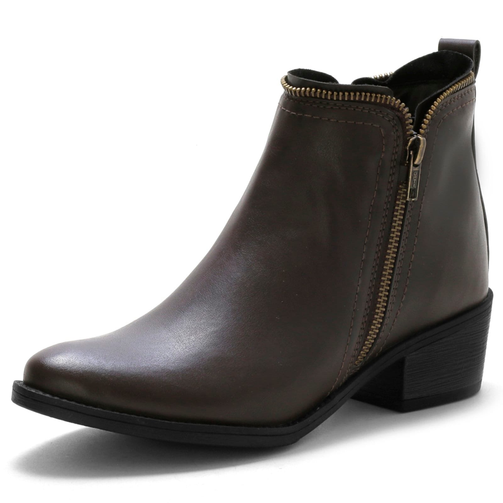 Bota Bredeni Feminina Cano Baixo Detalhe Zíper Sola Preta