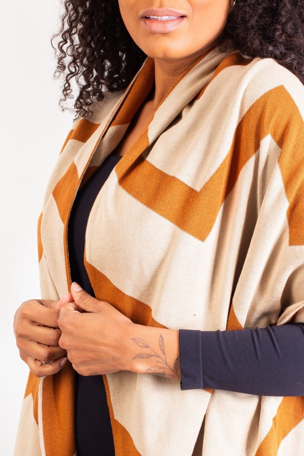 Cachecol Echarpe Tricô Enluaze 60045 Chevron Bege - 2