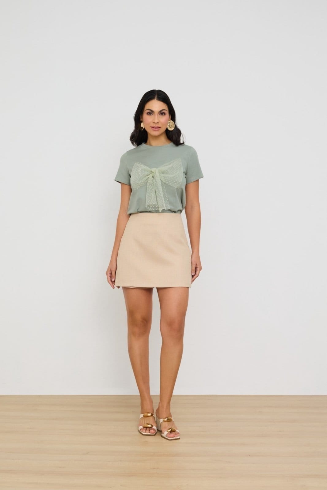 Vista principal Short Saia Vanibele Linho Vanibele verde