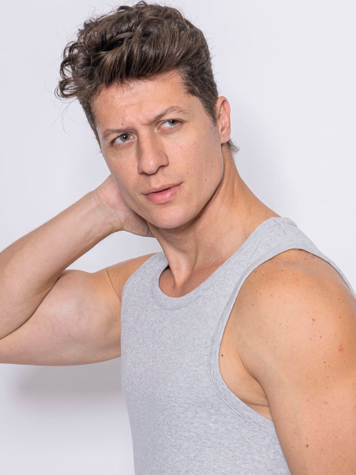 Vista 2 kit 3 Regatas Masculina Caneladas Básicas em Ribana Marinho, Preta e Cinza Crocker - 50737 Crocker multicolorido