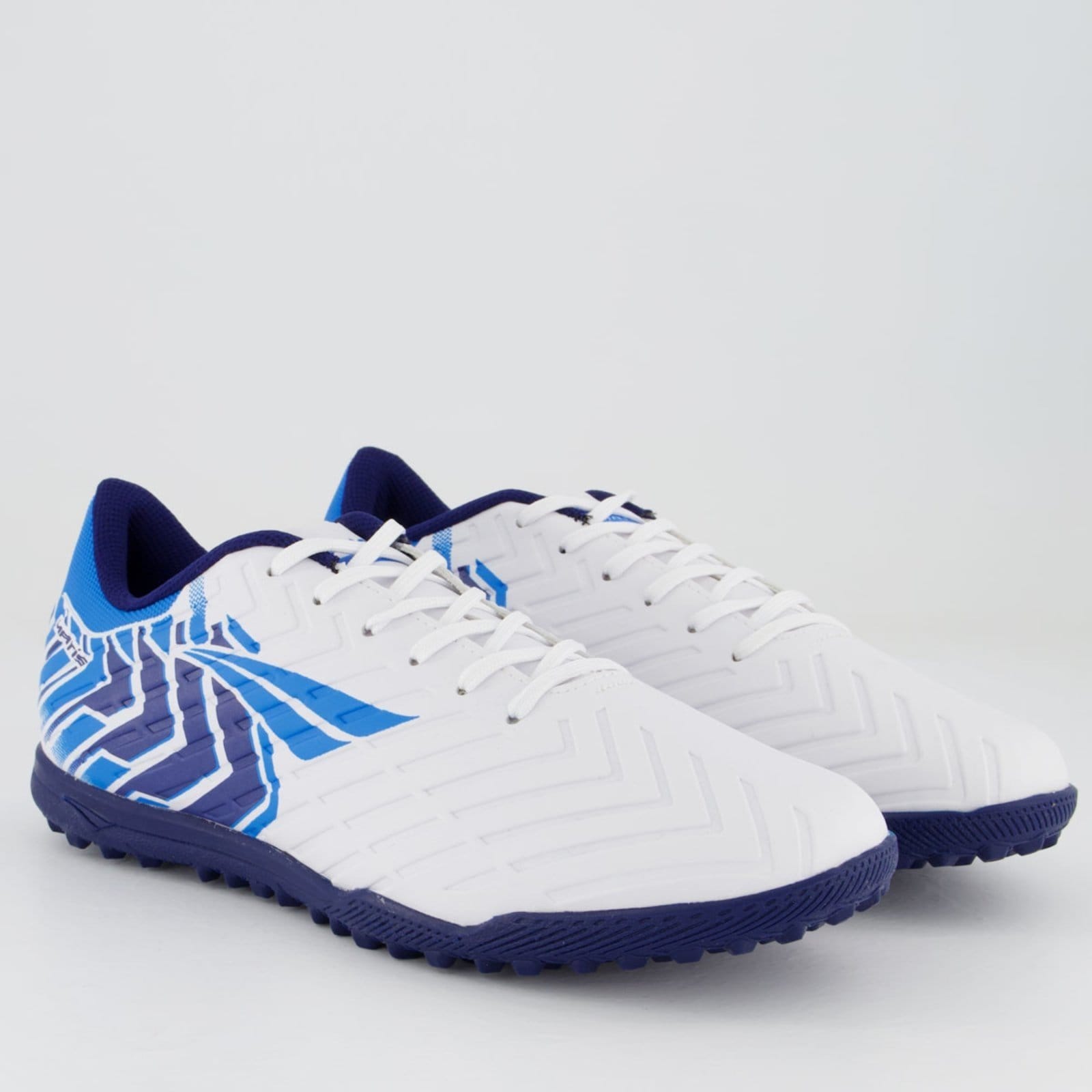 Vista 2 Chuteira Penalty Matis Y-3 Society Branca e Azul Penalty branco azul