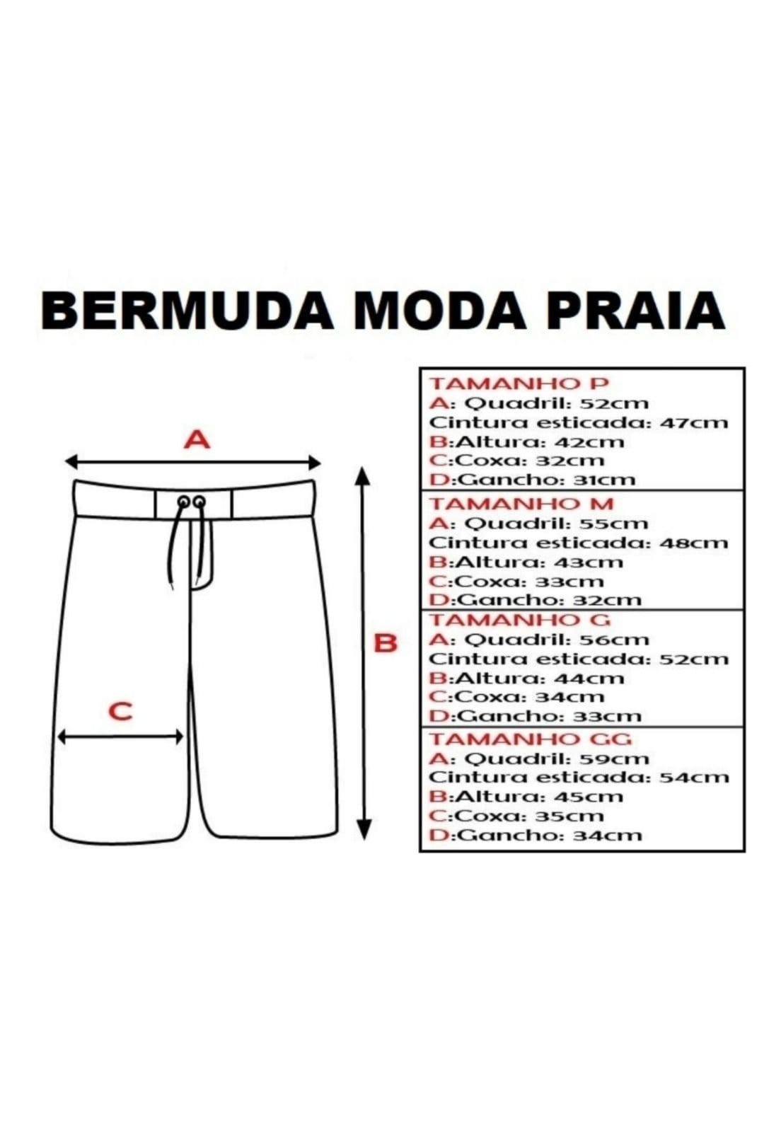 Vista 2 Kit 2 Short Bermuda Moda Praia Tactel Liso Relaxado branco/preto