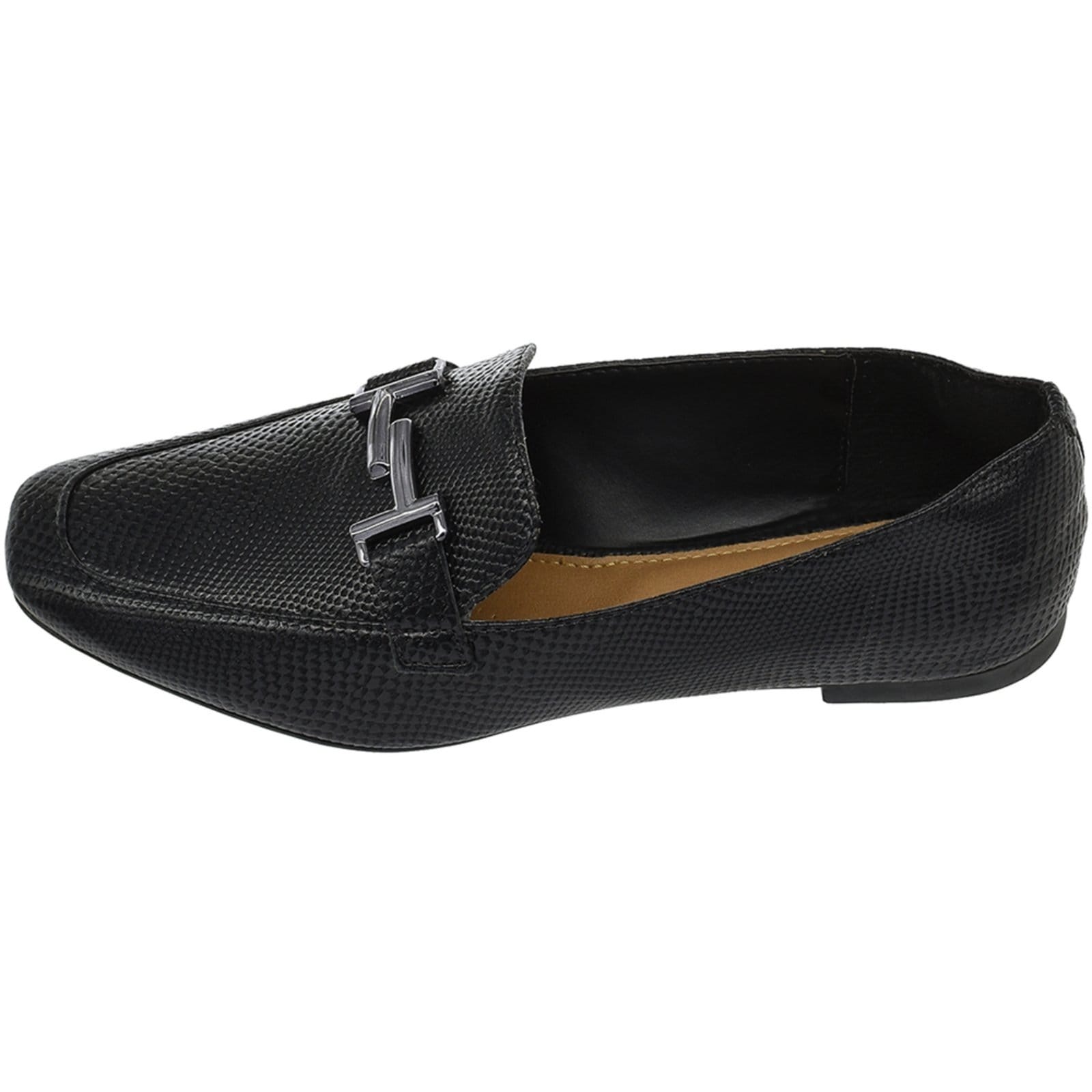 Vista 2 Kit 2 Pares Sapato Feminino Mocassim Donatella Shoes Bico Quadrado Confort e Prata Velho Donatella Shoes preto