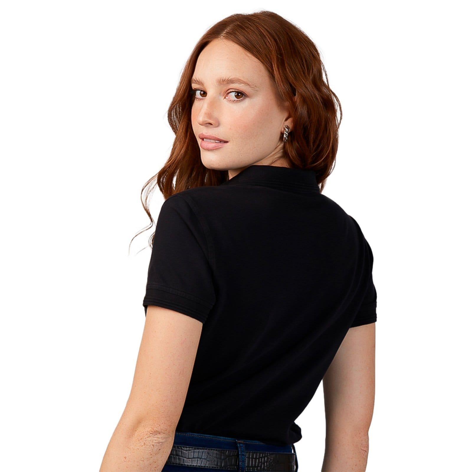 Vista 2 Camisa Polo Dudalina Piquet Basic OU24 Feminino Dudalina preto