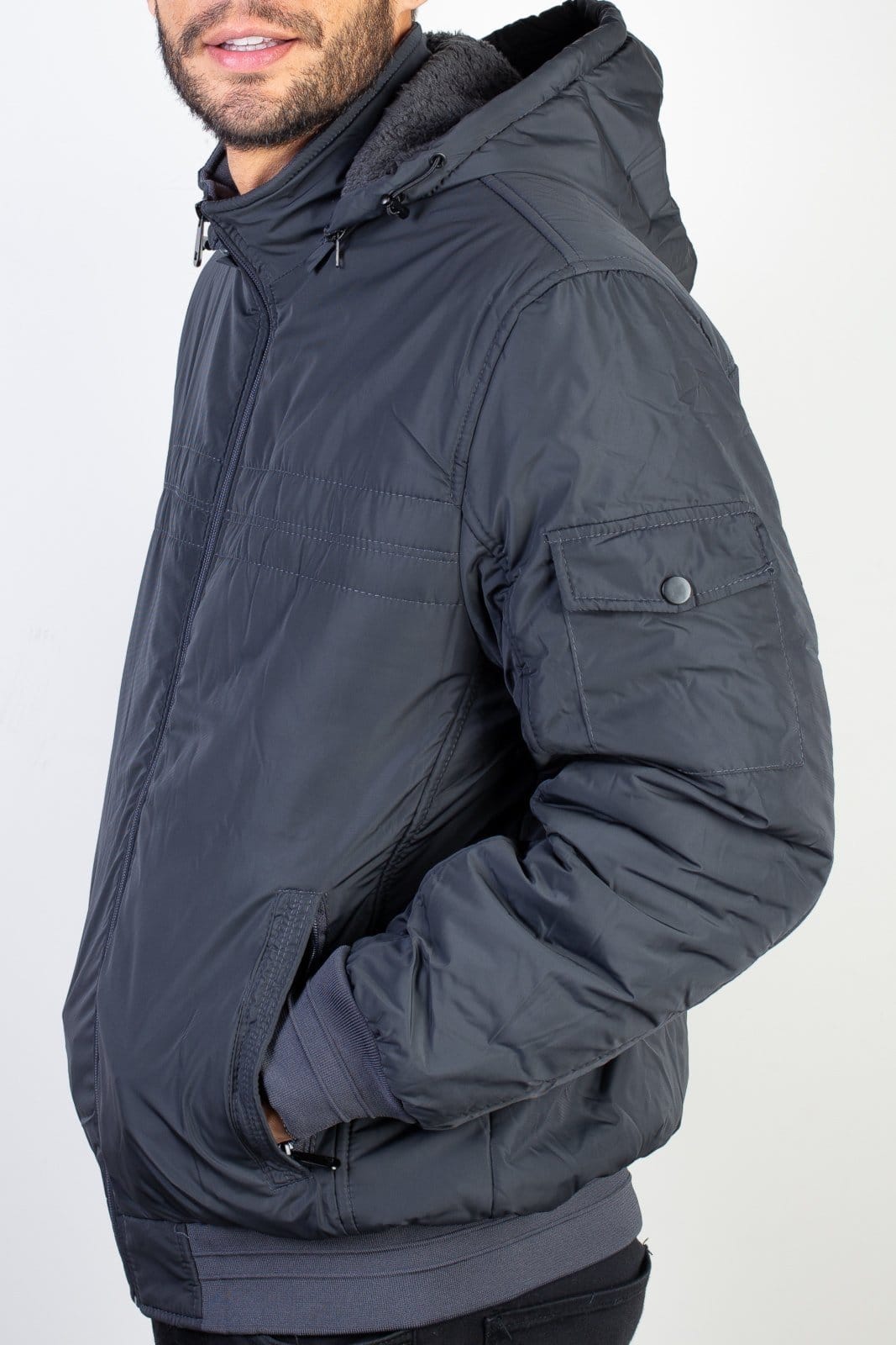 Vista 2 Jaqueta Enluaze Masculina Impermeável Com Capuz 94265 - Chumbo Enluaze bege