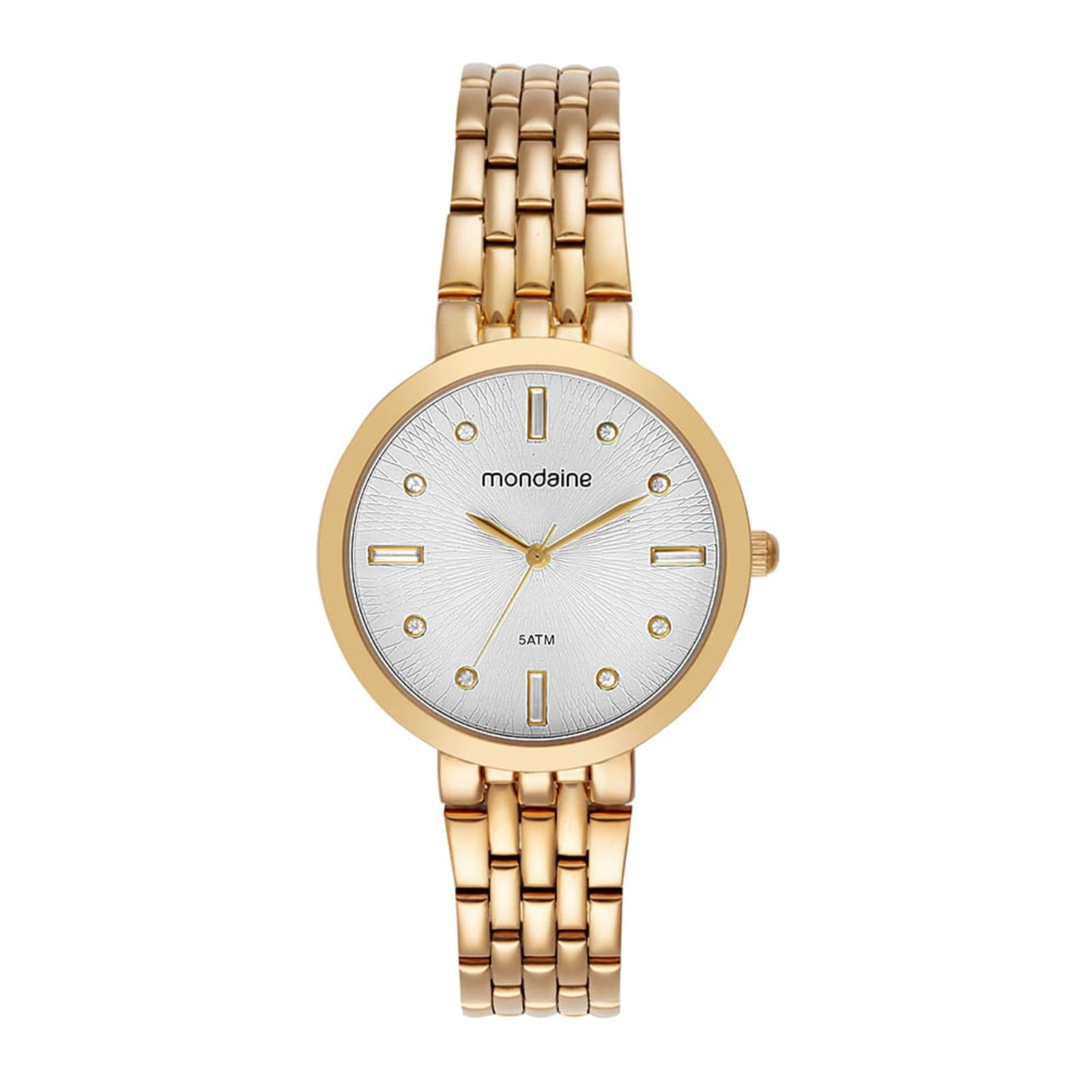 Vista principal Relógio Feminino Mondaine Mostrador Branco Mondaine dourado