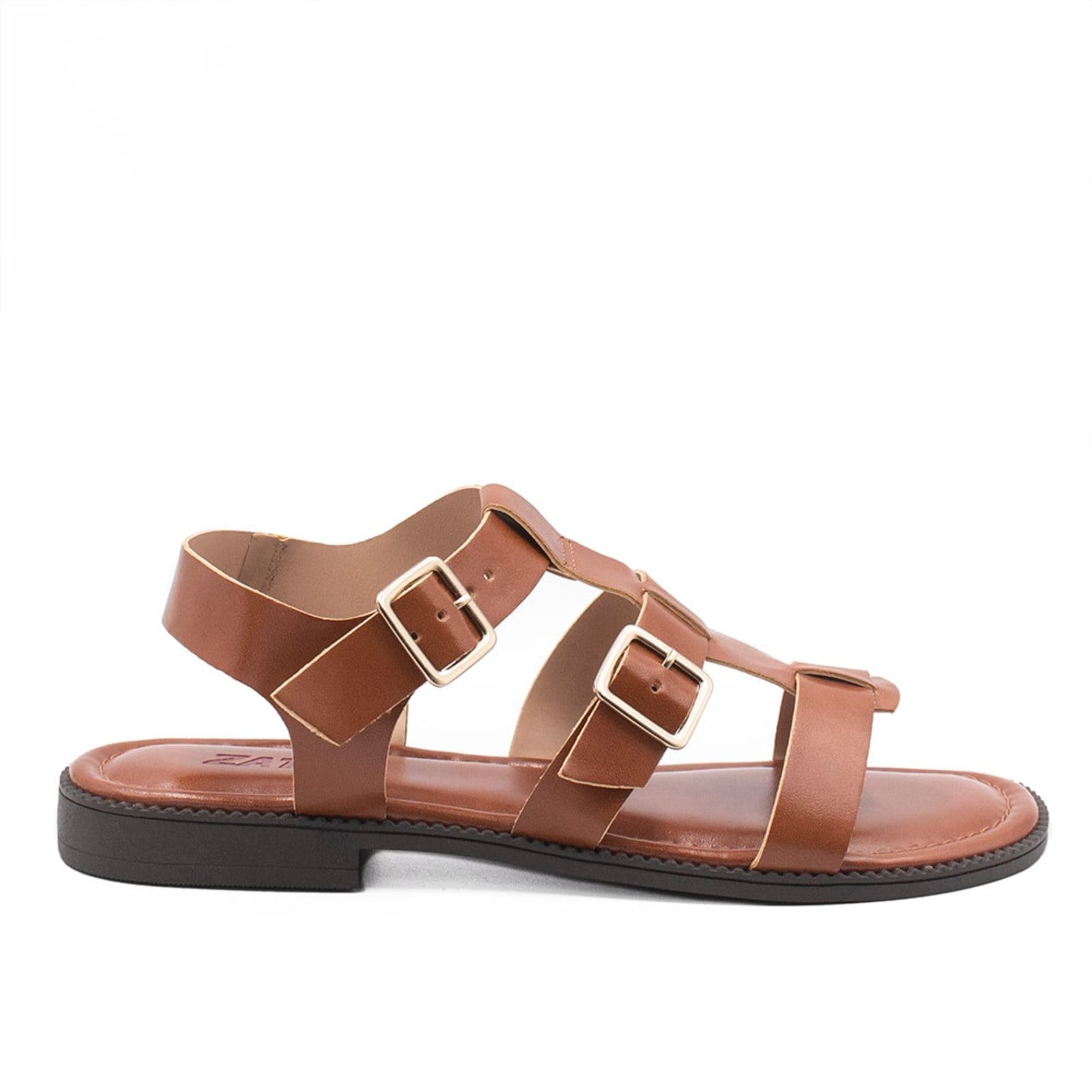 Rasteira Feminina Zatta Duas Fivelas Liah Caramelo