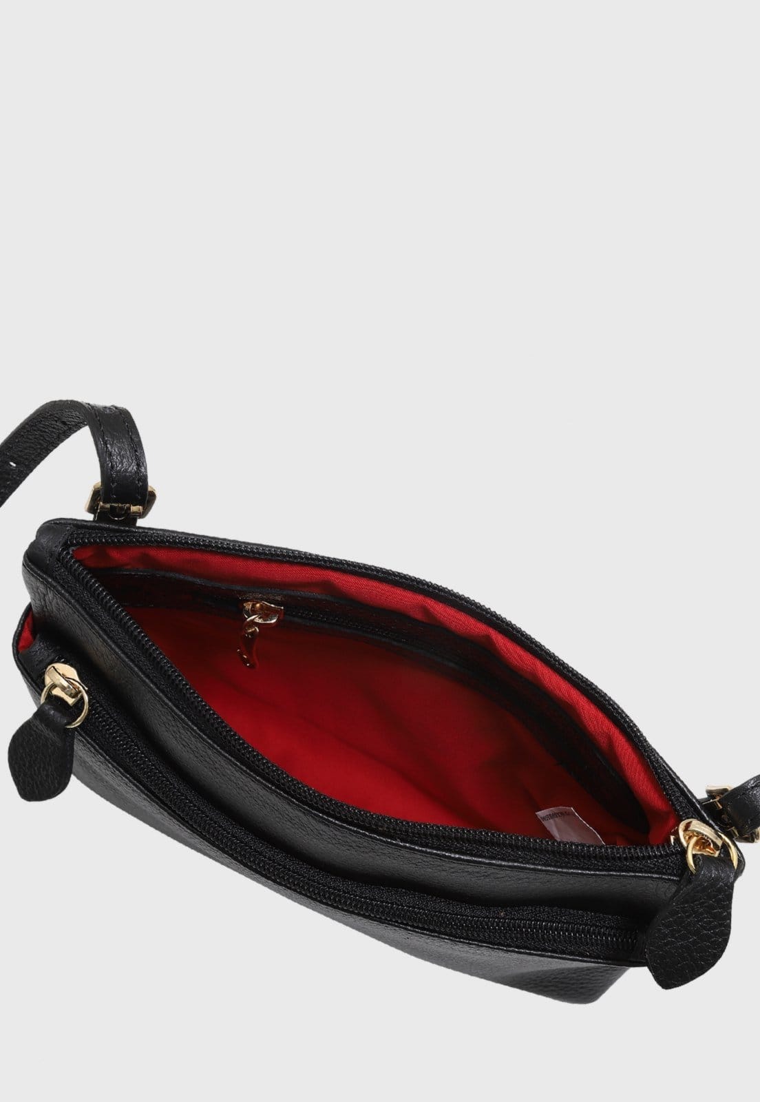 Vista 2 Bolsa Transversal de Couro Mariart Ágata Preta Mariart preto