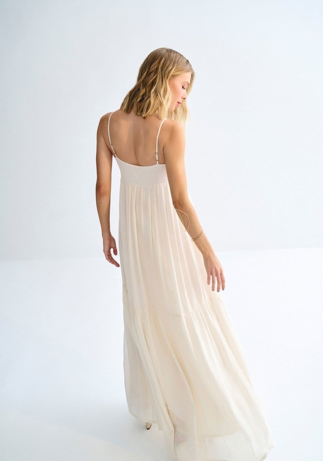 Vista 2 Vestido Longo de Alças Finas Lez a Lez off-white