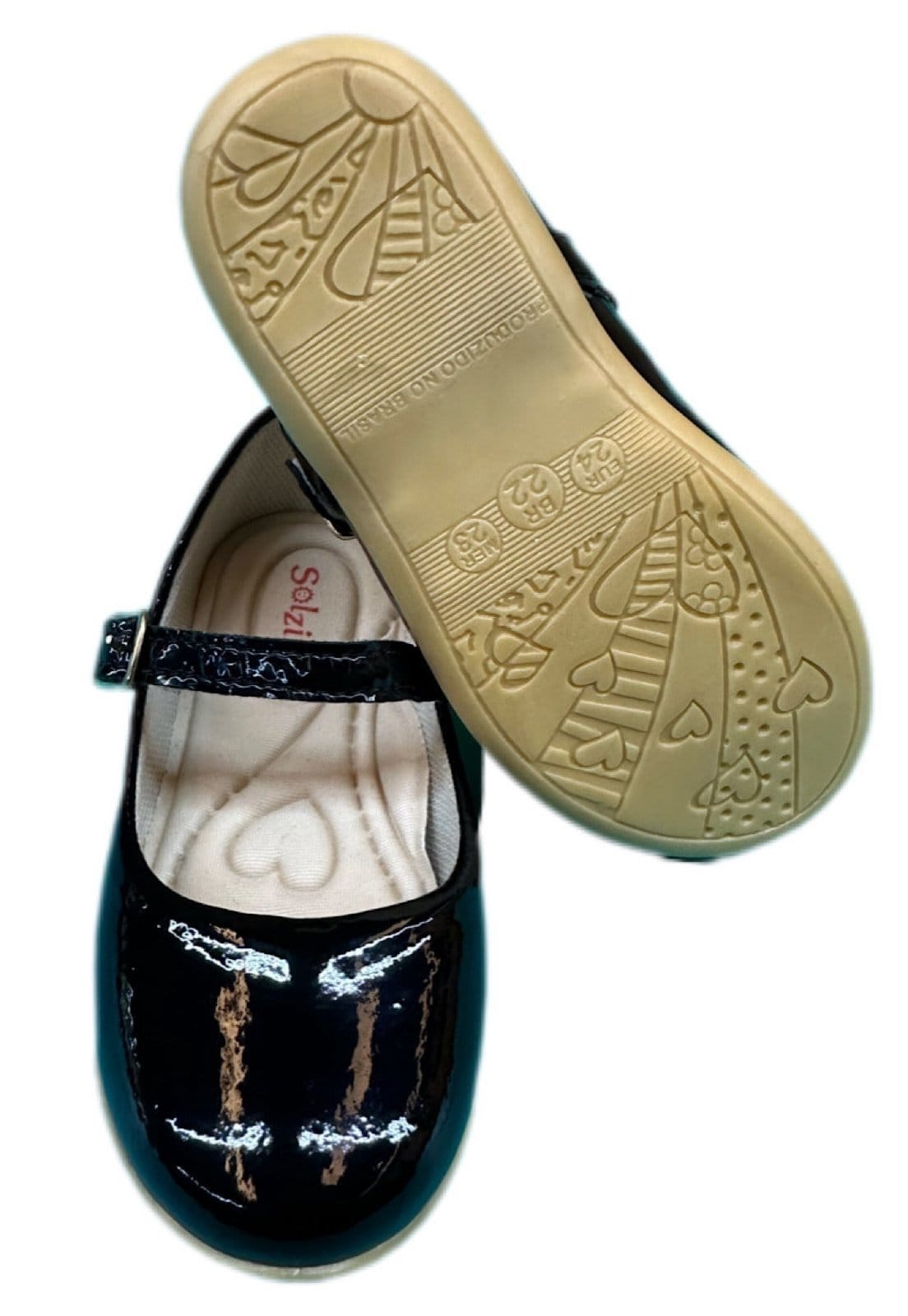 Vista 2 Infantil - Sapatilha Rasteira Verniz Solzim Lisa SOLZIM CALÇADOS preto