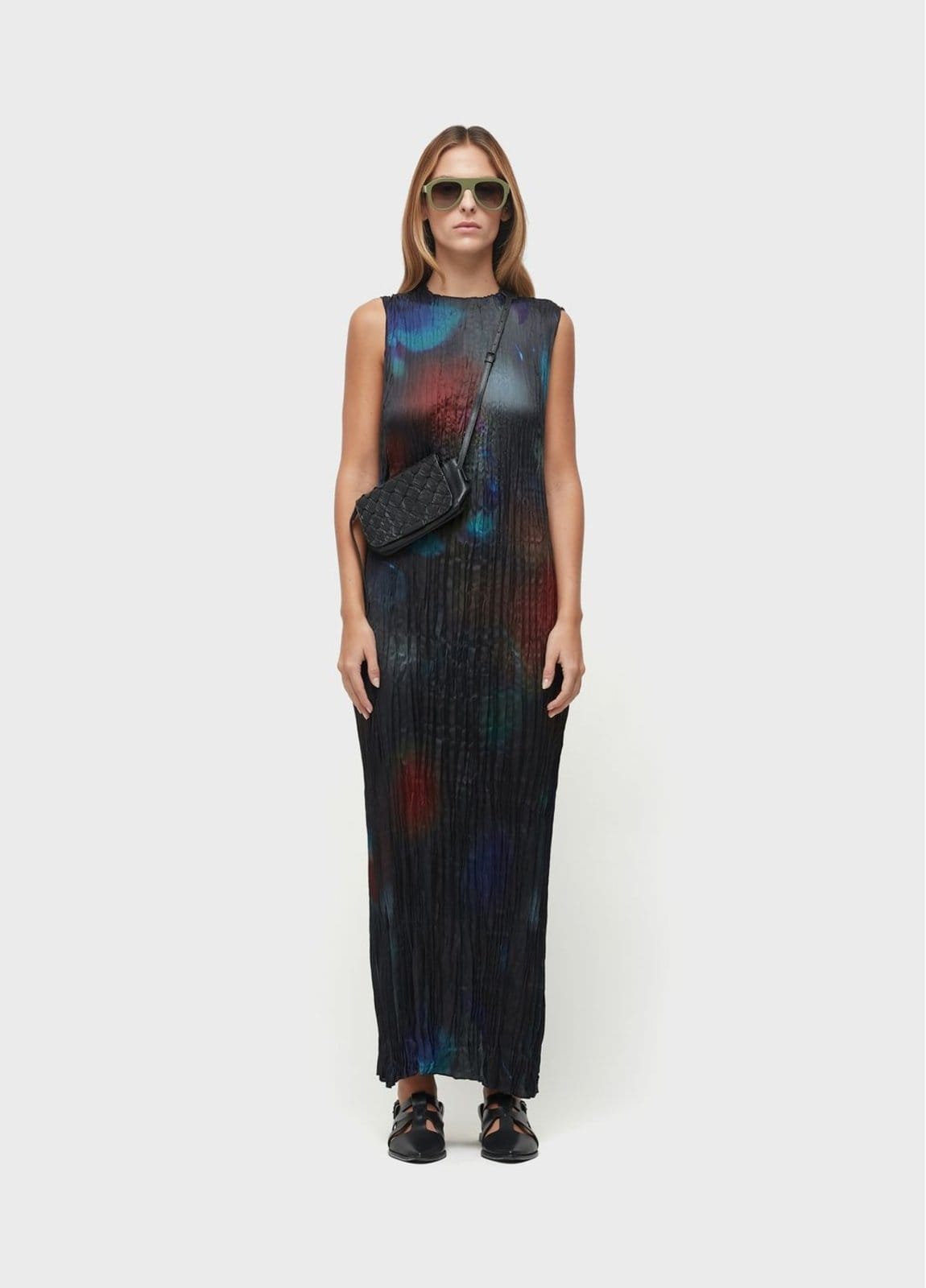 Vestido wrinckled satin rose blur double