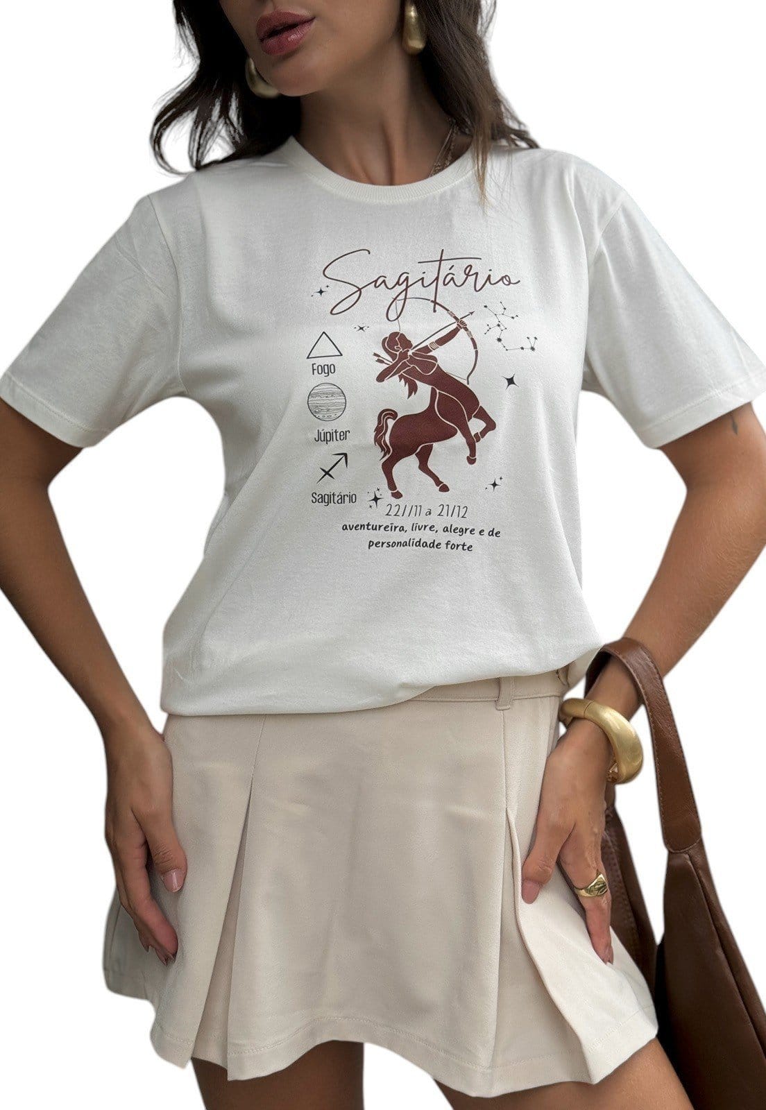 Vista 2 Camiseta Cianitas Off Estampa Signo Sagitário Cianitas off-white