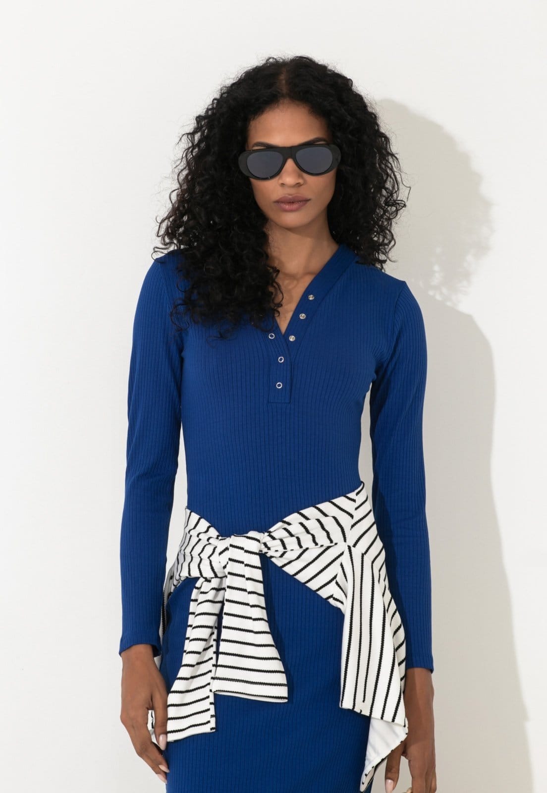 Vista principal Vestido Midi Traymon Manga Longa Gg Traymon azul