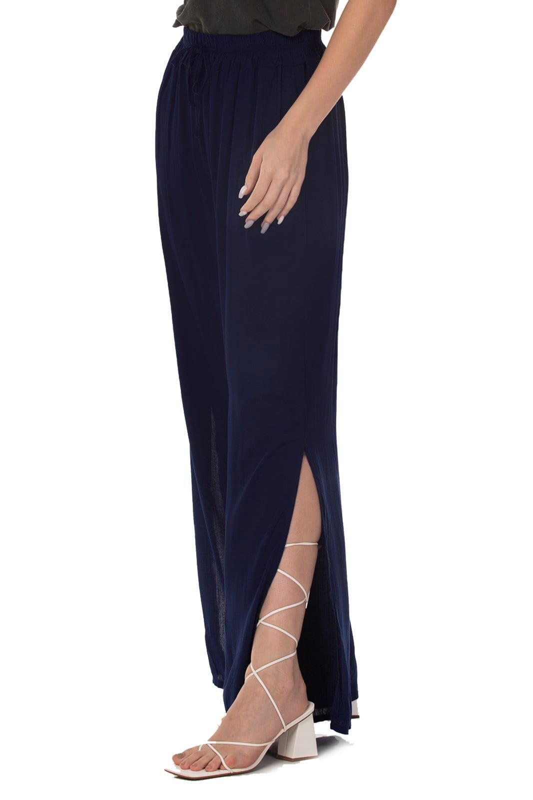 Vista 2 Calça Pantalona Viscose Fenda Zipituka Escuro ZIPITUKA azul