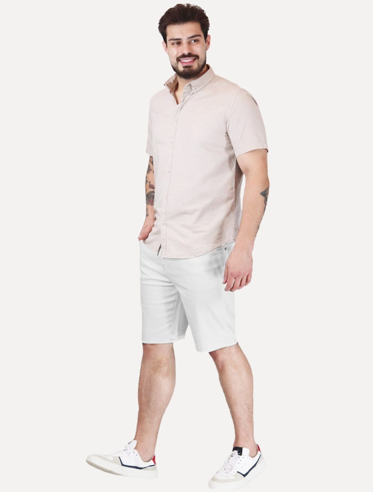 Vista 2 Bermuda Tommy Hilfiger Masculina Sarja Brooklyn Short Branca Tommy Hilfiger branco