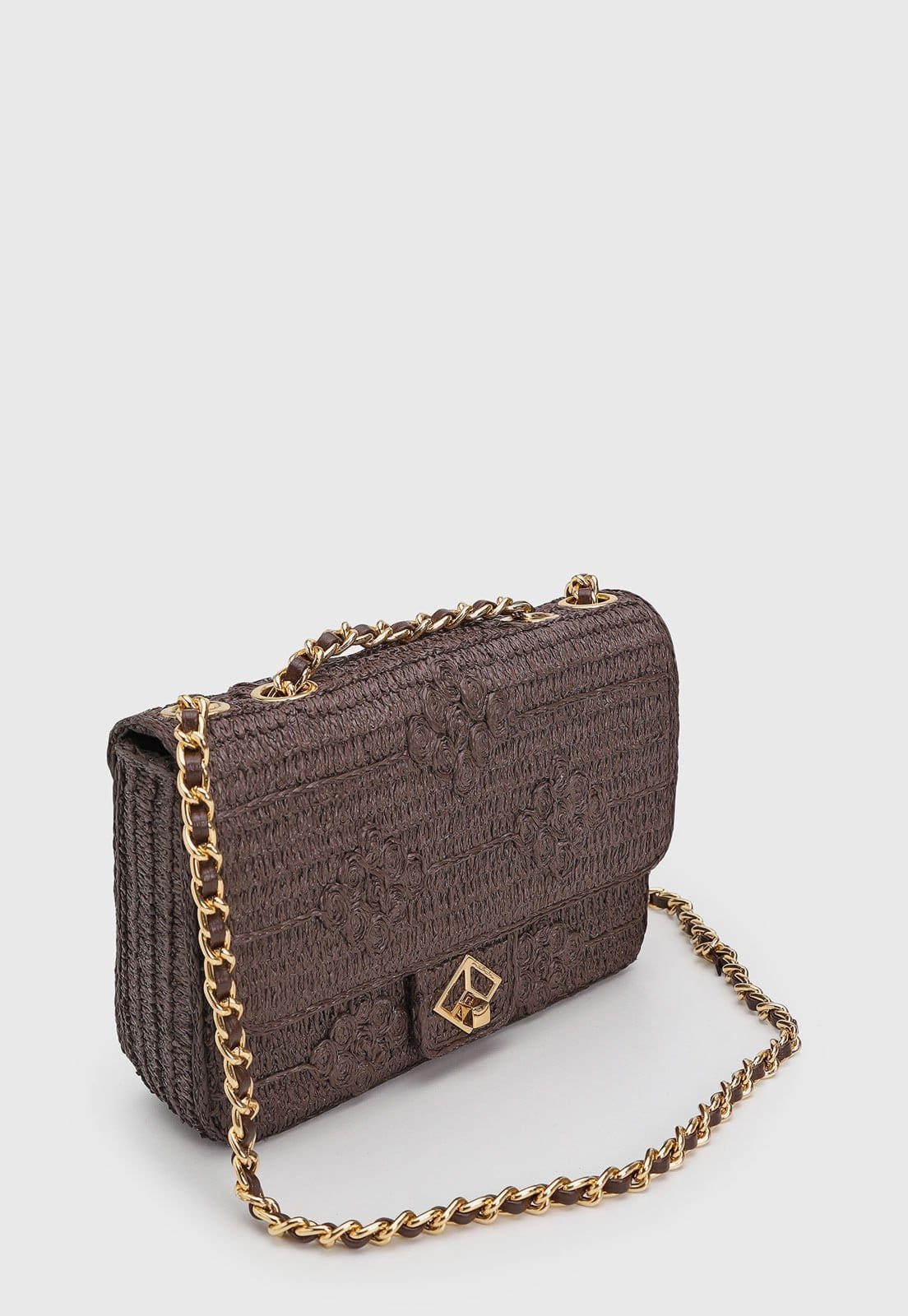 Vista 2 Bolsa Feminina Luiza Barcelos Acabamento Trançado Palha Luiza Barcelos marrom