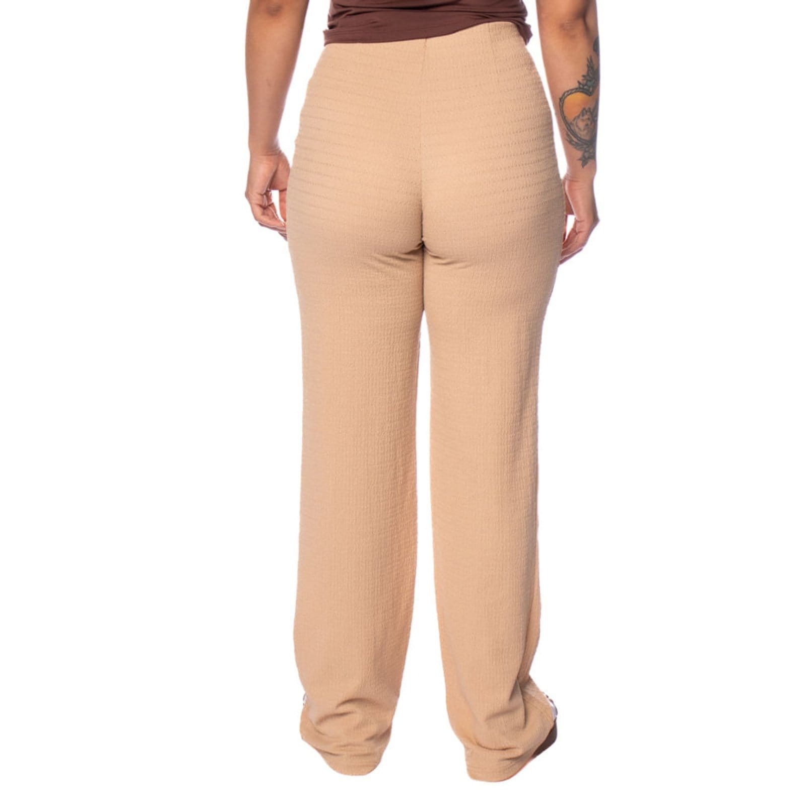 Vista 2 Calça Feminina The Style Box Wide Leg Cintura Alta The Style Box bege