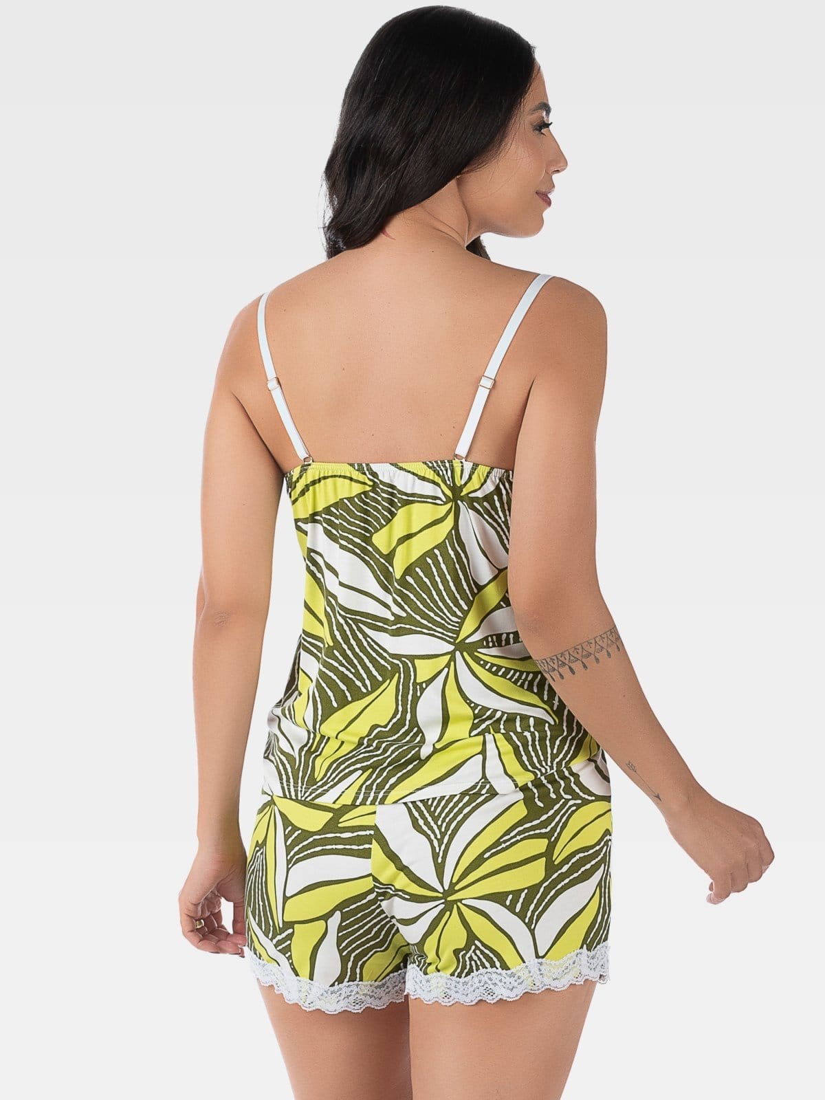 Vista 2 Short Doll Feminino Com Alça Summer Soul Estampado Summer Soul verde