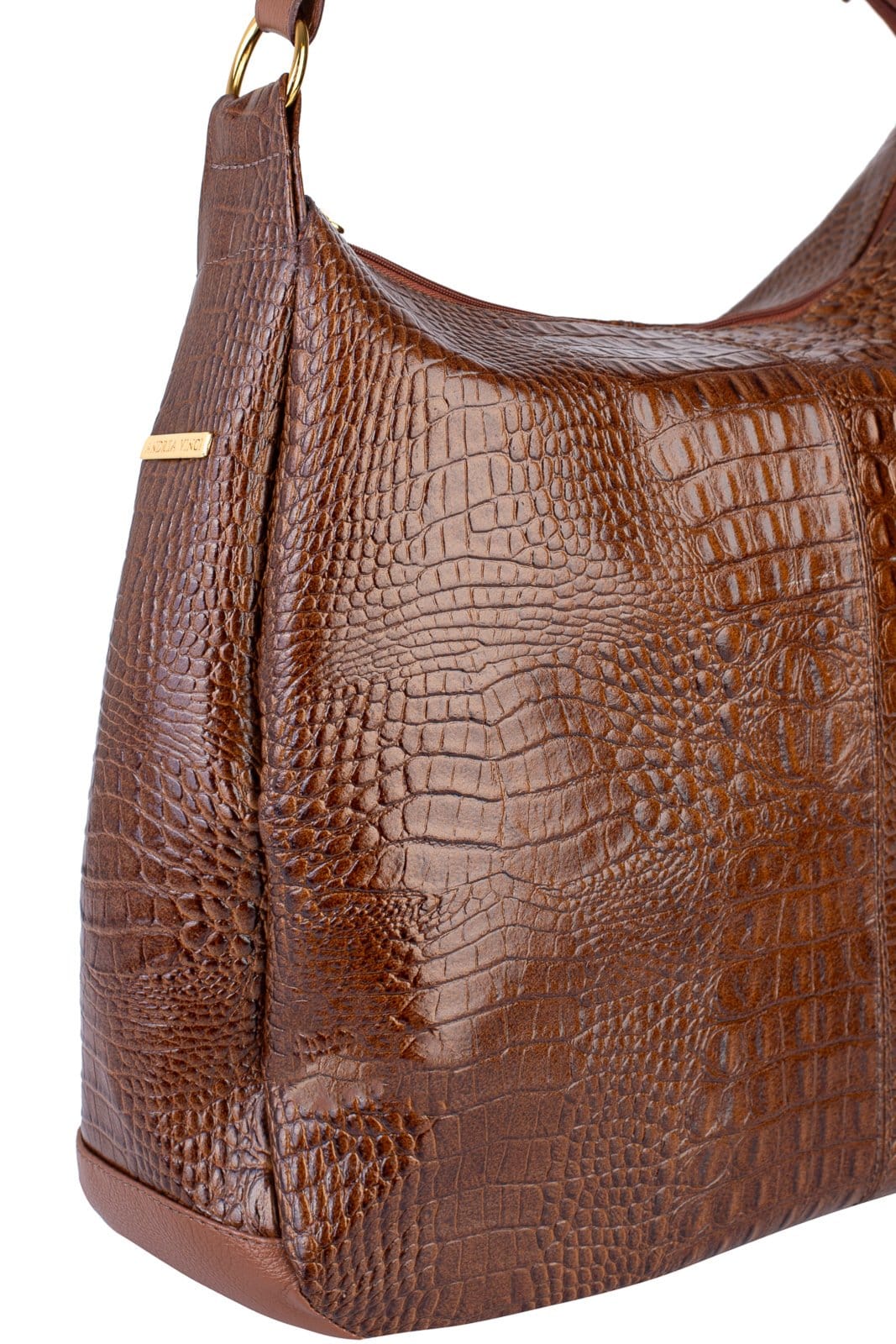 Vista 2 Bolsa saco grande de couro croco Carla - Whisky Andrea Vinci vermelho