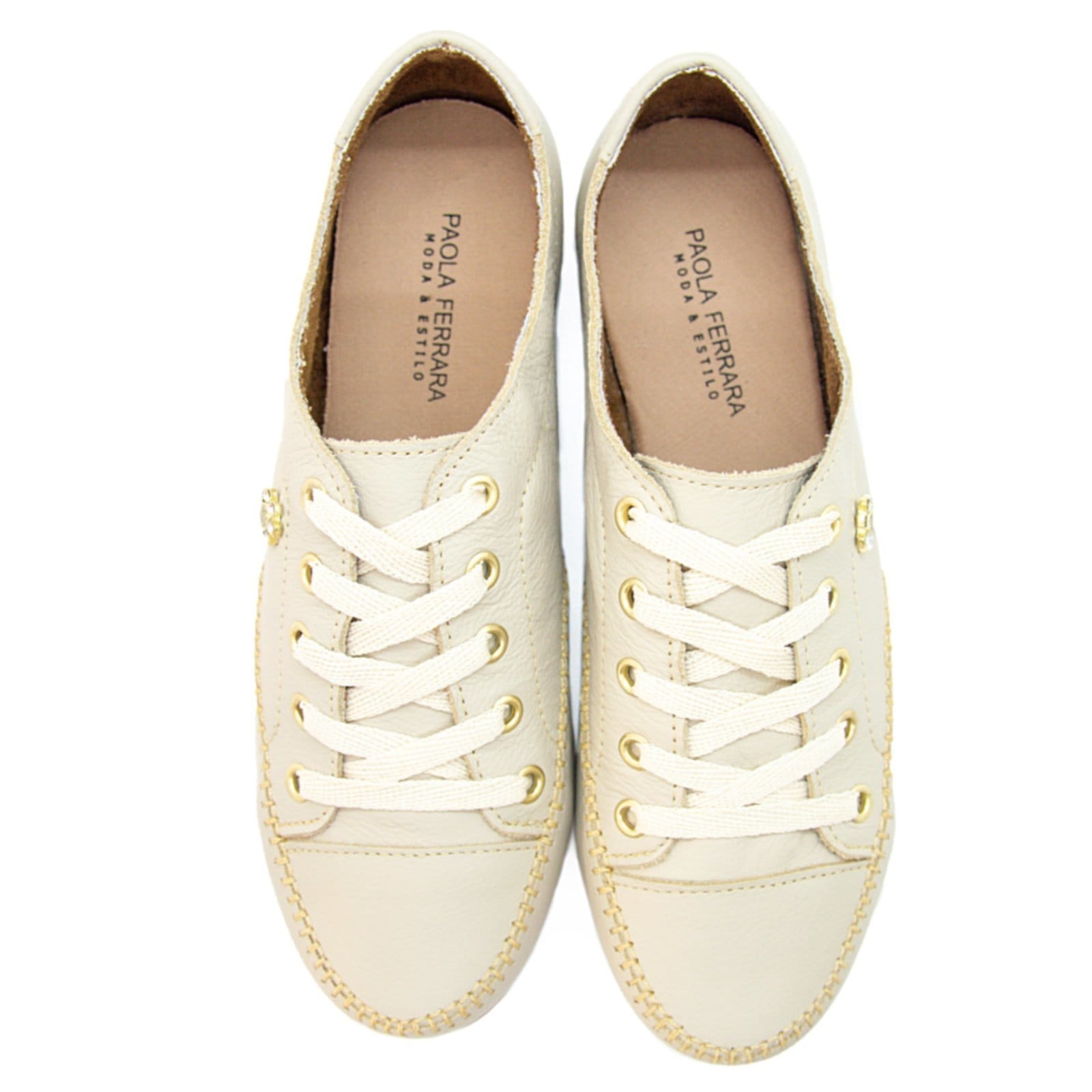 Vista principal Tênis Sapatênis Coleção Paola Ferrara - COURO - TODO FORRADO - Cod800 Fascino diRavena bege