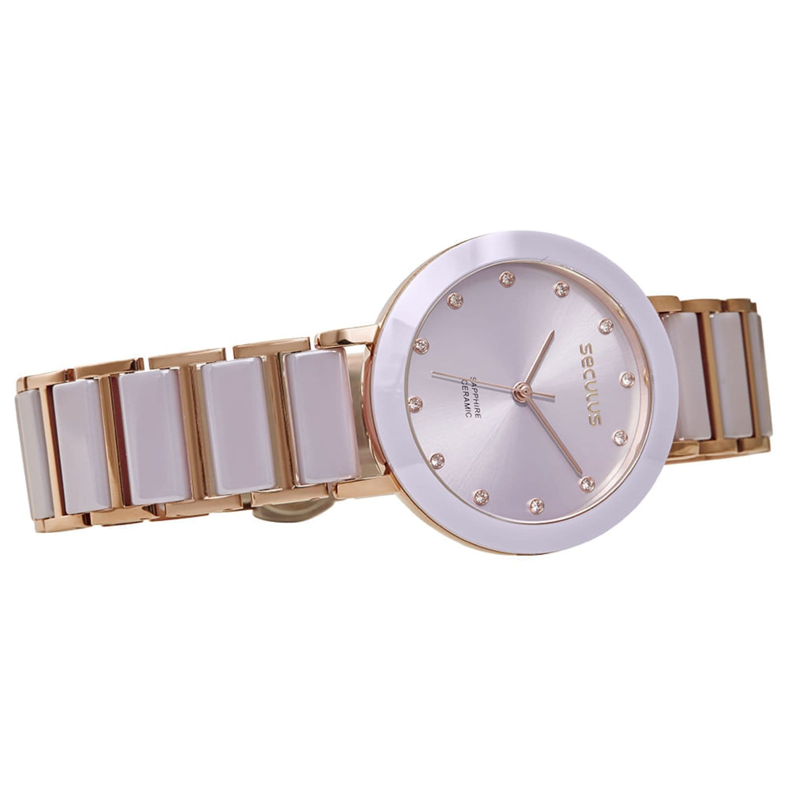 Relógio Feminino Analógico Cerâmica Cristais Roxo - 2