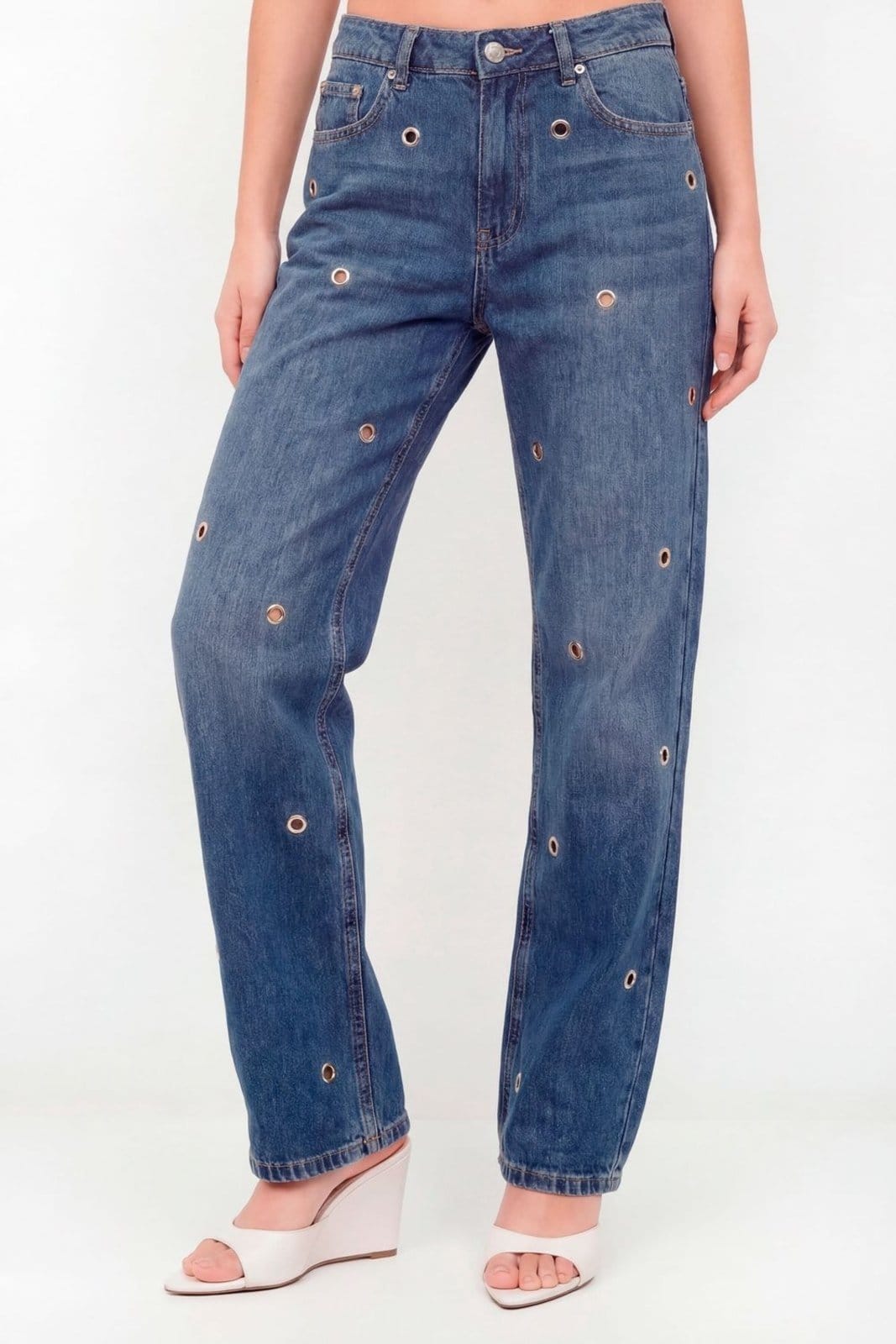 Vista 2 Calça Relaxed com Ilhós Feminino Inblanche jeans