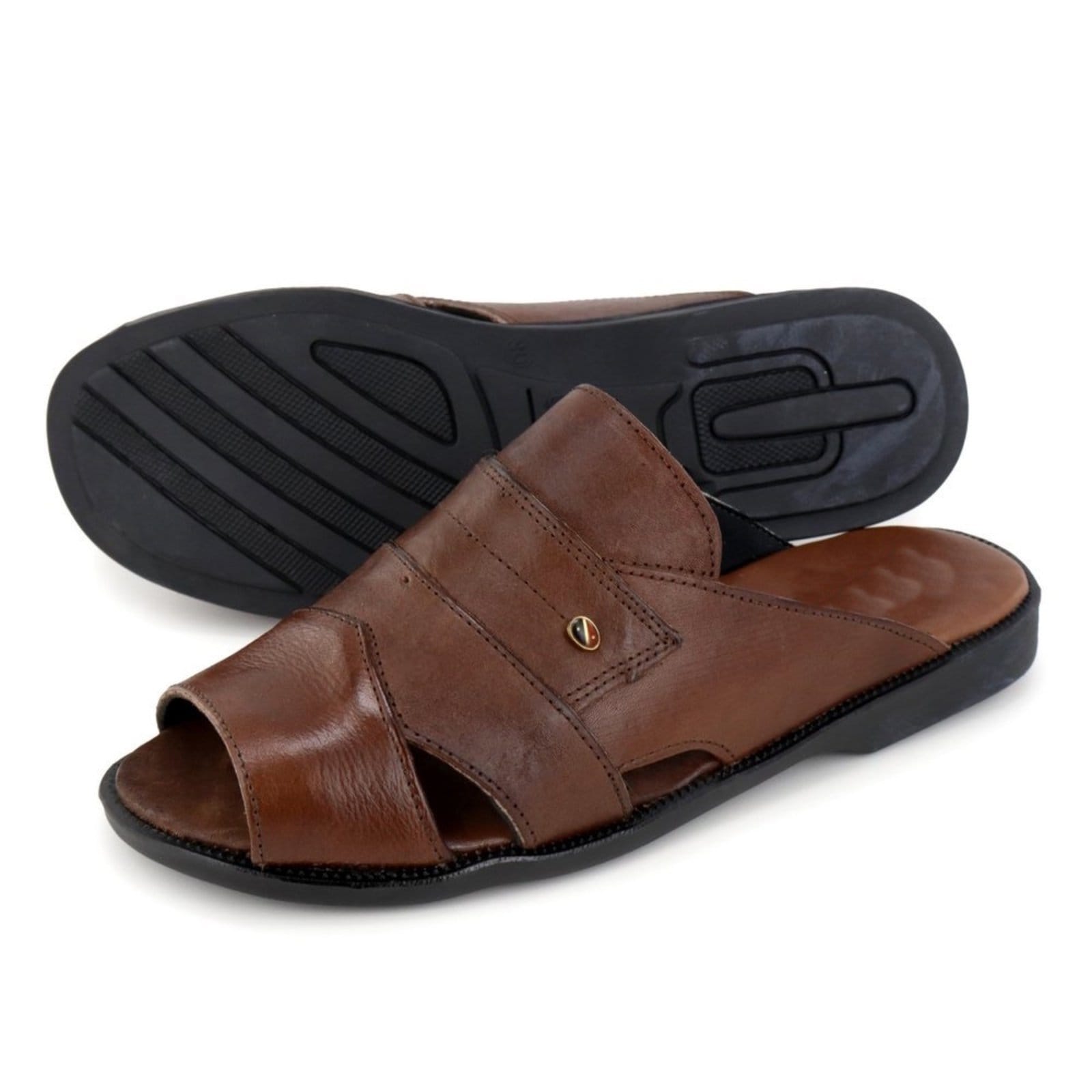 Vista 2 Sandalia Chinelo de Couro Comfort Masculino Conhaque Bia Ramos marrom