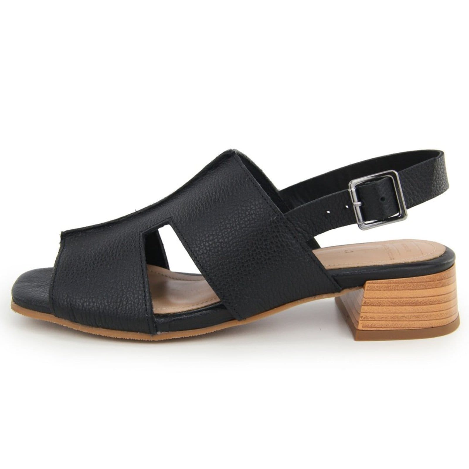 Sandália Feminina Salto Baixo Em Couro Confortável Maria Paula