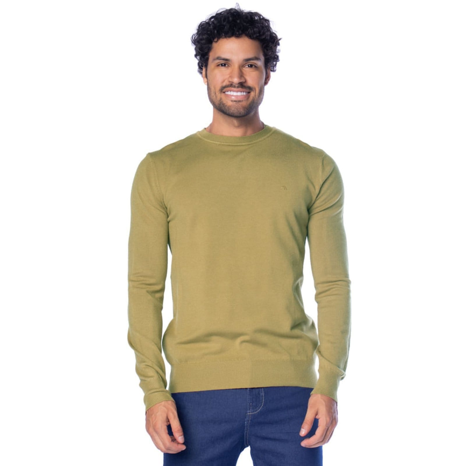 Suéter Masculino Dixie Liso Gola Careca Musgo