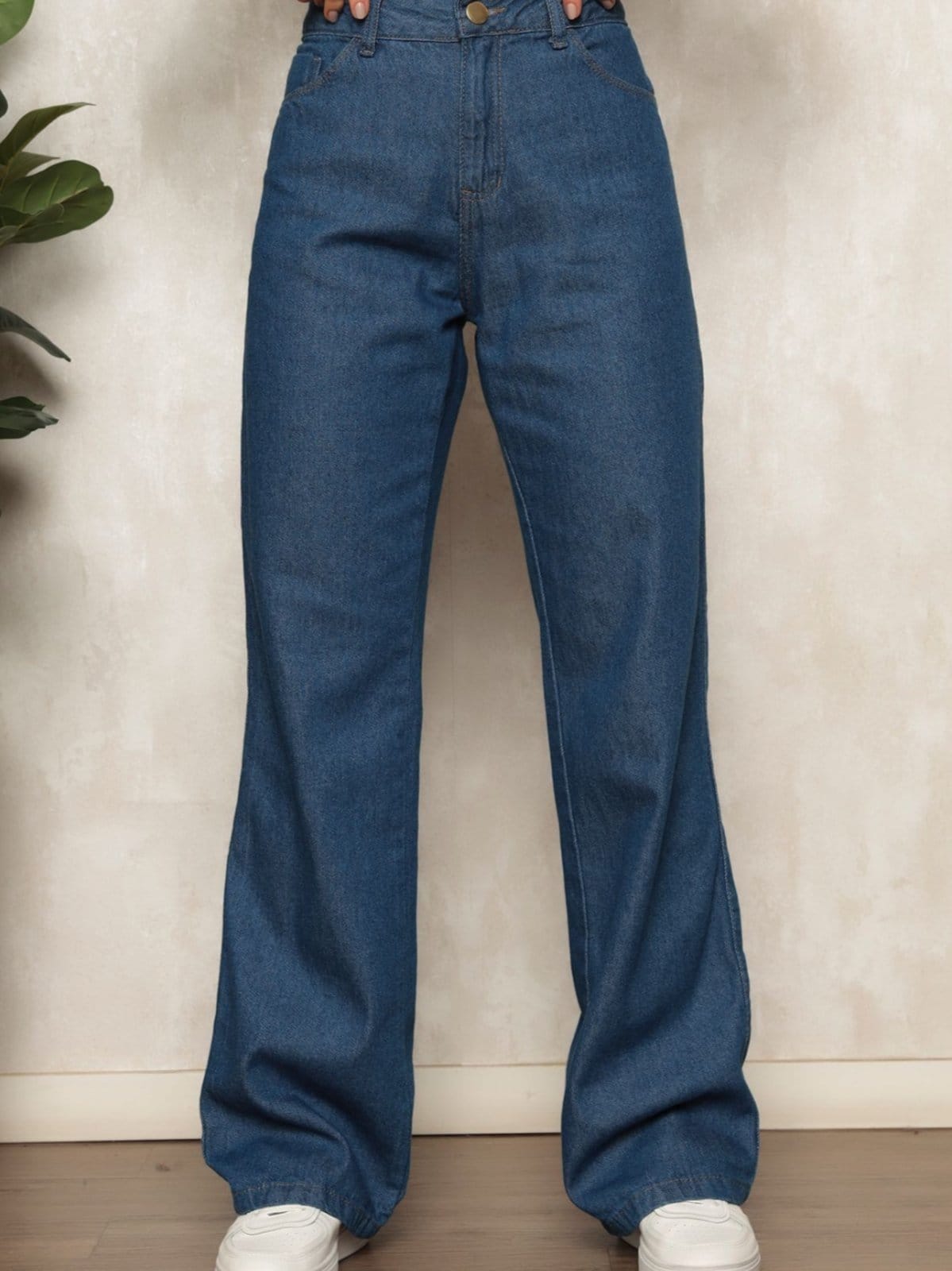 Calça Jeans Wide Leg Pantalona Feminina Escuro