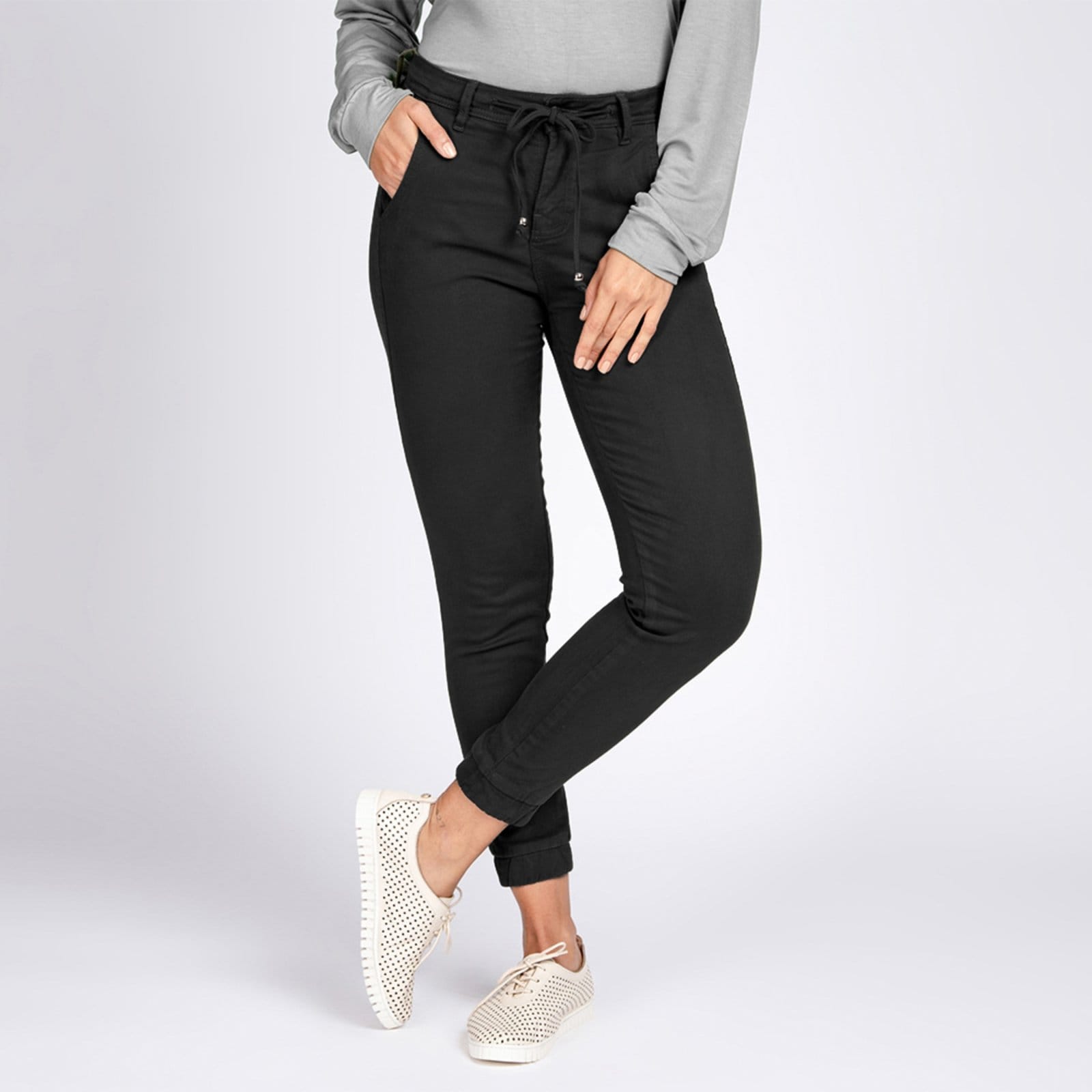 Vista principal Calça Jogger Jeans Bloom tipo Moletom Bloom preto