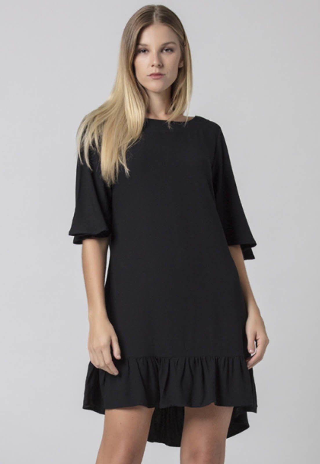 Vestido Curto Viscose Babados