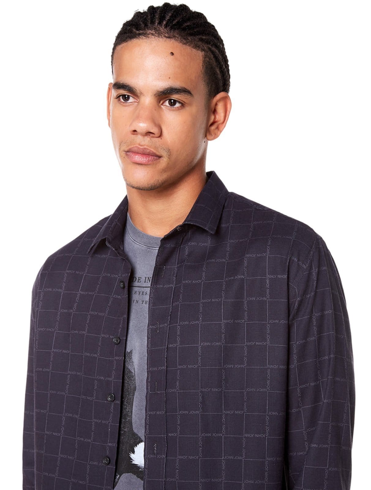 Vista 2 Camisa John John Masculina Relaxed Mini Line Preta John John preto