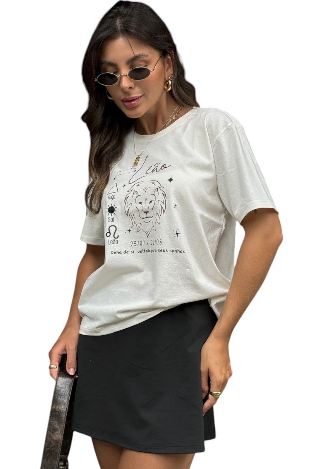 Camiseta Cianitas Off Estampa Signo Leão