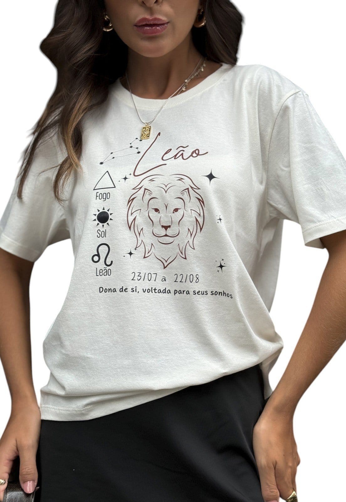 Camiseta Cianitas Off Estampa Signo Leão - 2