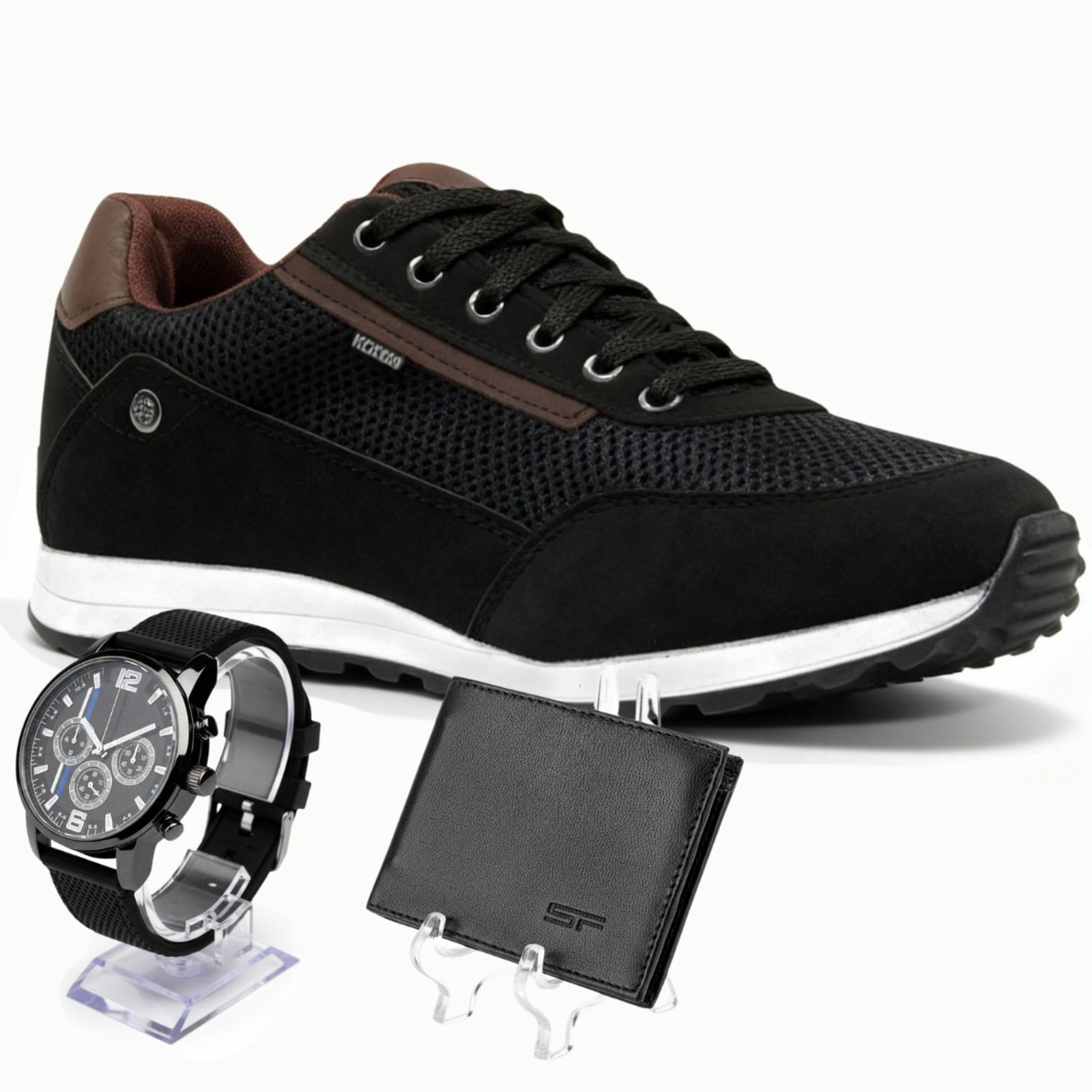 Vista principal Sapatenis Tênis Masculino Sapatofran Casual Esporte Fino com Relógio e Carteira Sapatofran preto