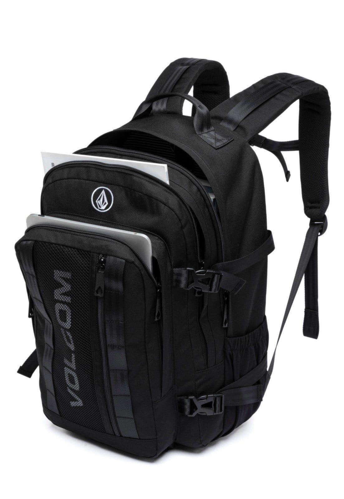 Vista 2 Mochila Volcom Escolar Bolsa Trabalho Masculina Espaçosa Resistente Volcom preto