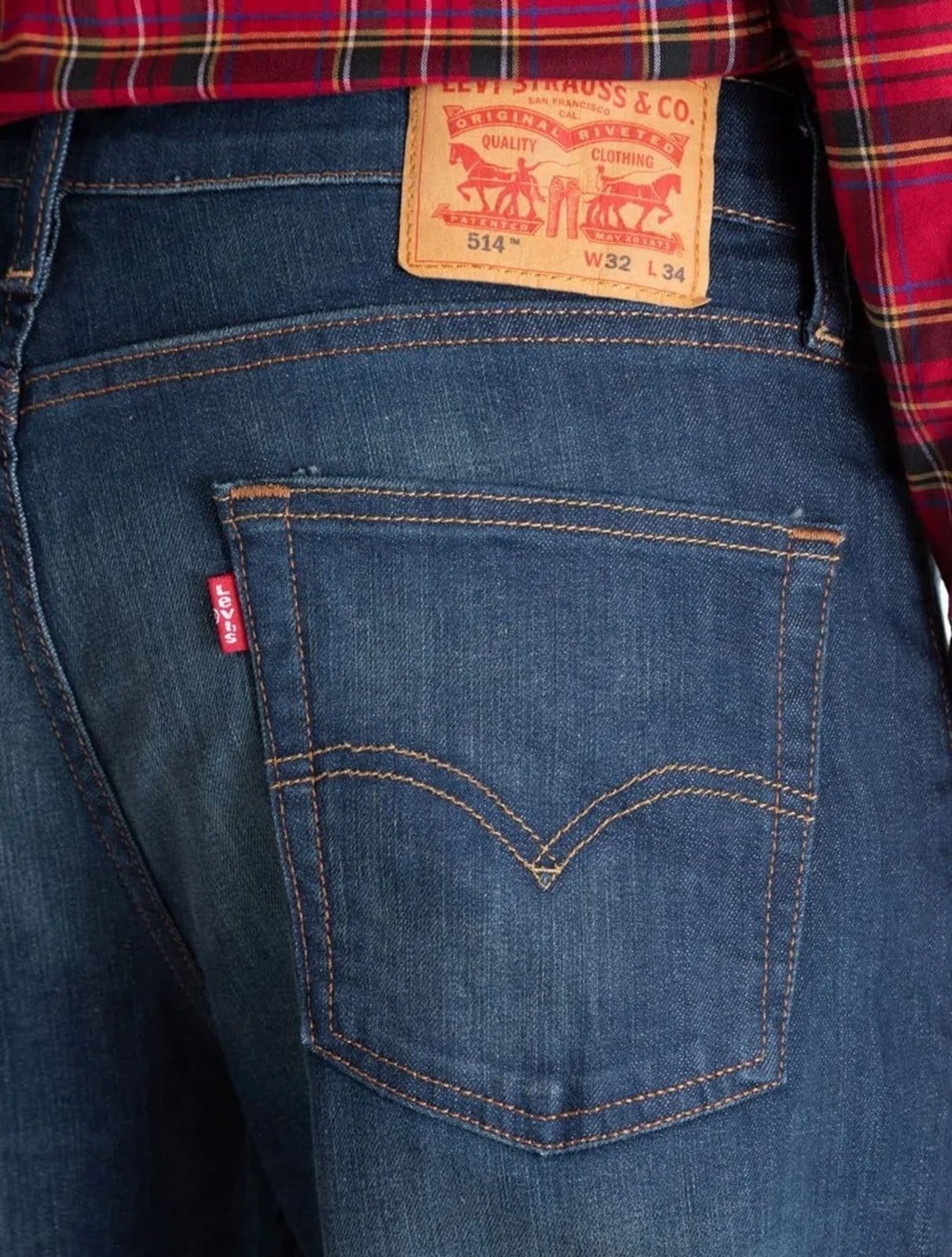 Vista 2 Calça Levis Jeans Masculina 514 Straight Stretch Midnight Greenish Médio Levis azul