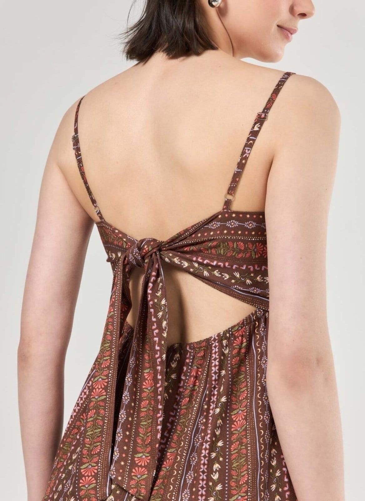 Vista 2 Vestido Marrom Estampa Boho Youcom estampado