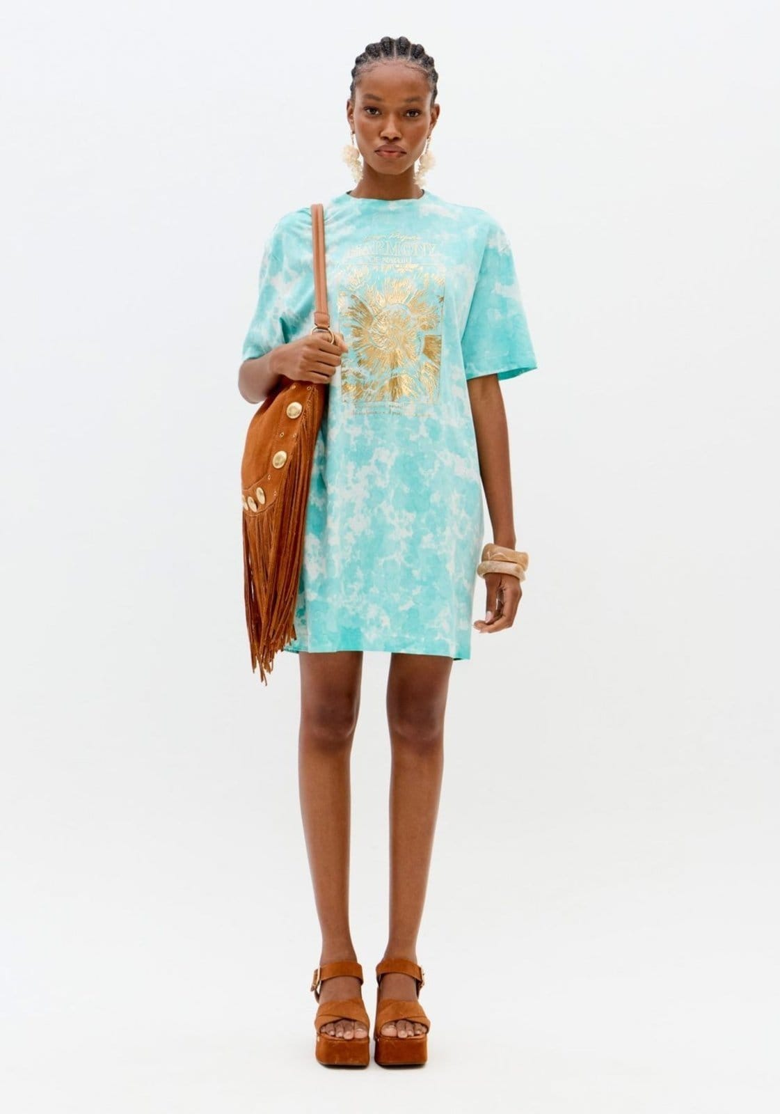 Vista principal Vestido T-dress Curto Com Estampa Lança Perfume branco