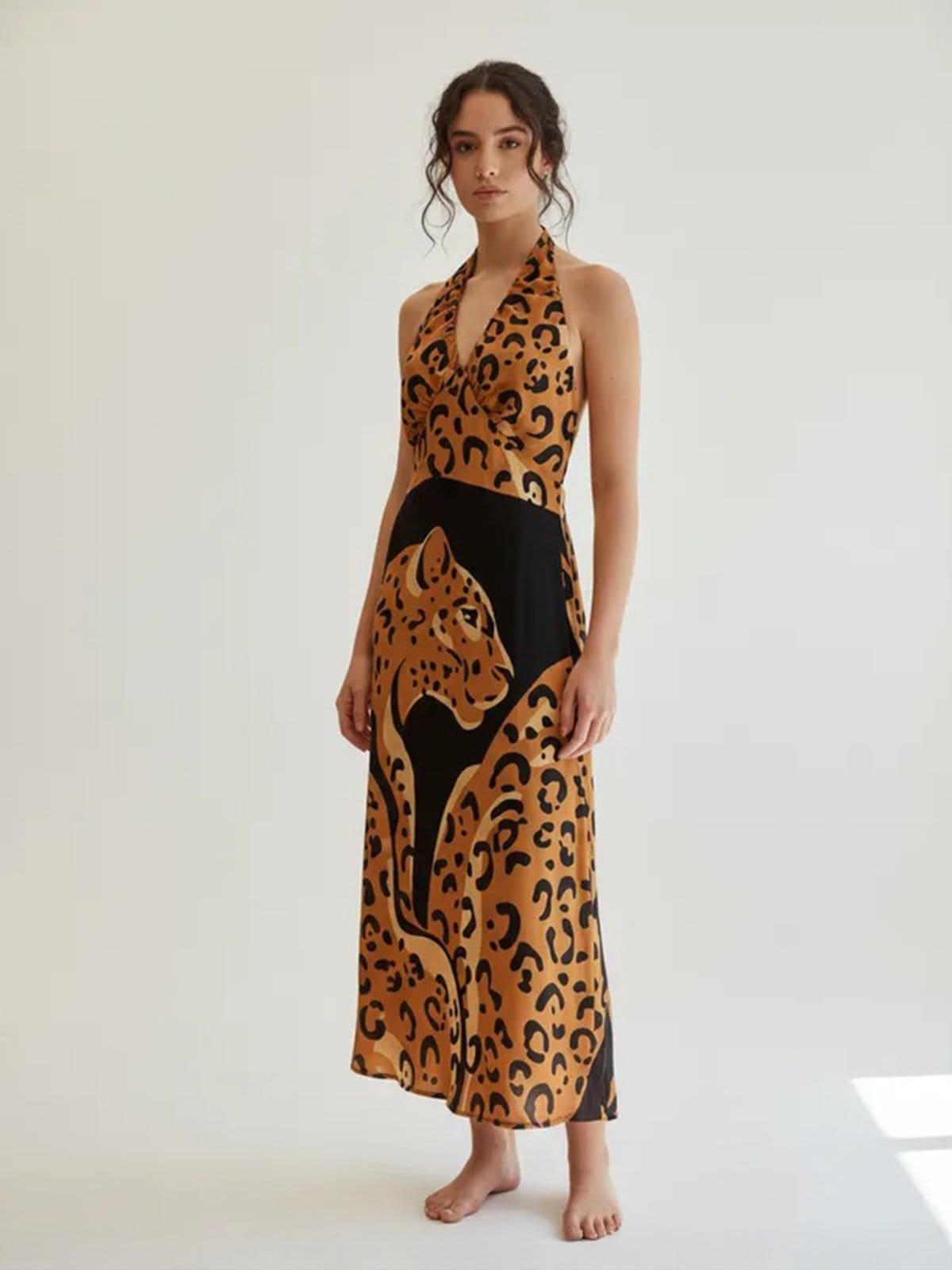 Vestido Amazonia Vital Longo Andirá Viscose Amarração nas Costas Estampa Yawara