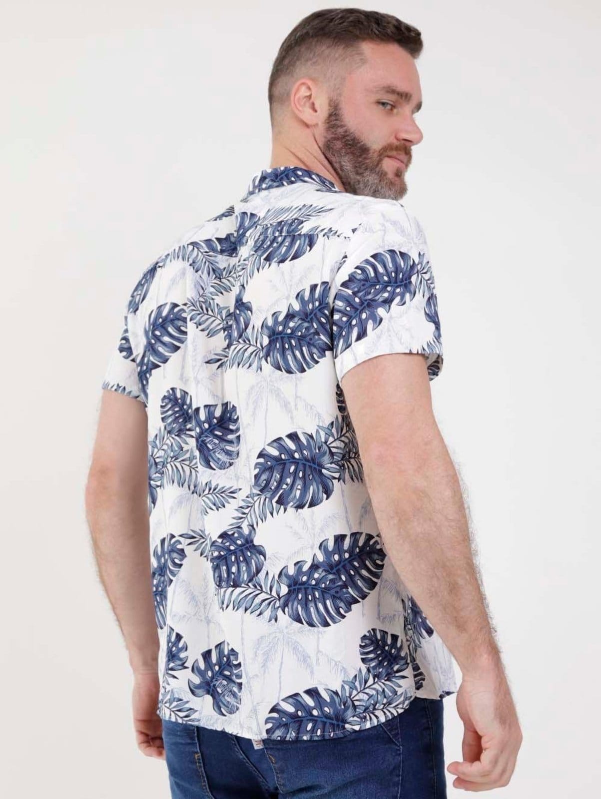 Vista 2 Camisa Estampada Manga Curta Vels Masculina Vels branco