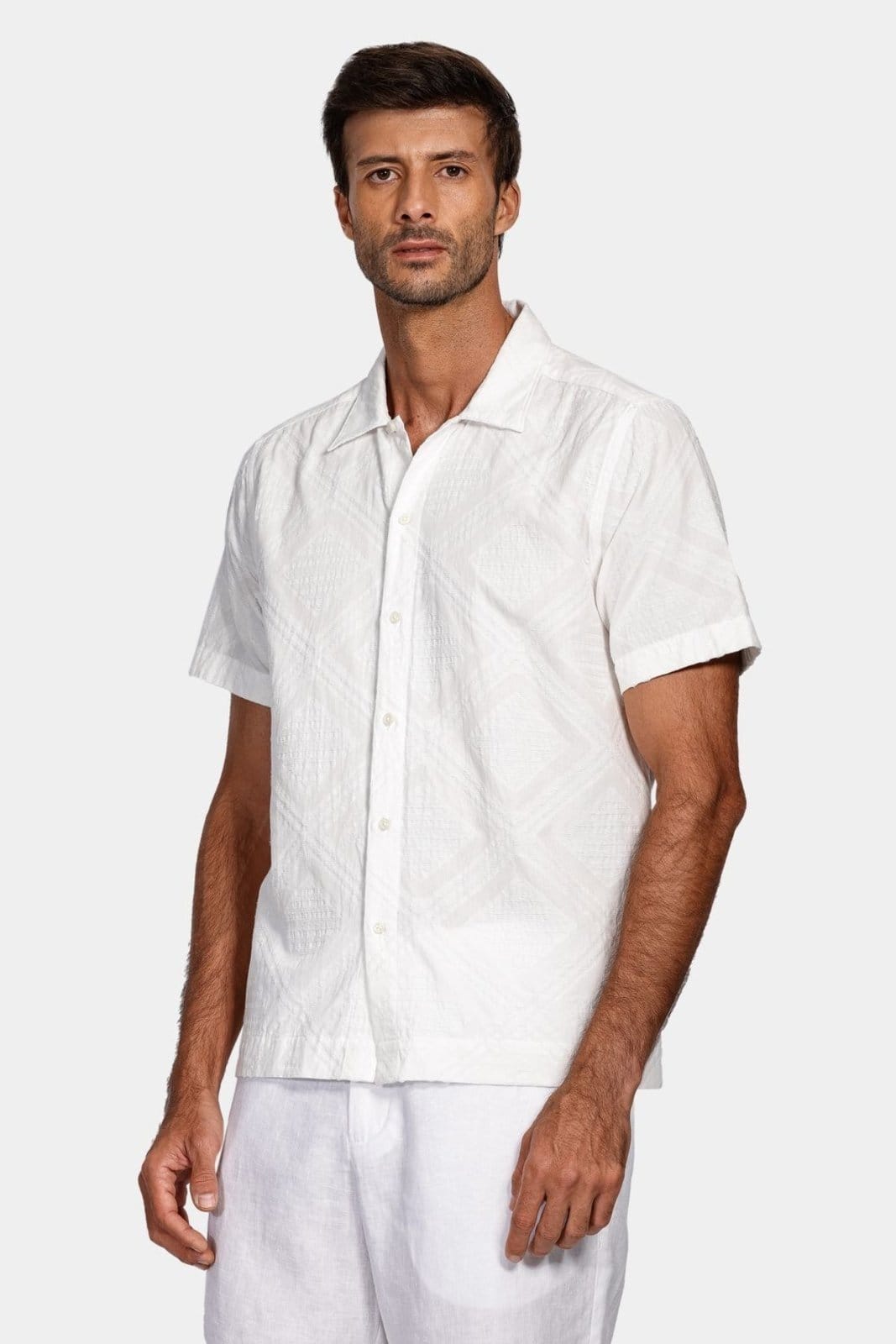 Vista principal Camisa Aramis Manga Curta Move Regular Jaccquard Navalhado Aramis branco