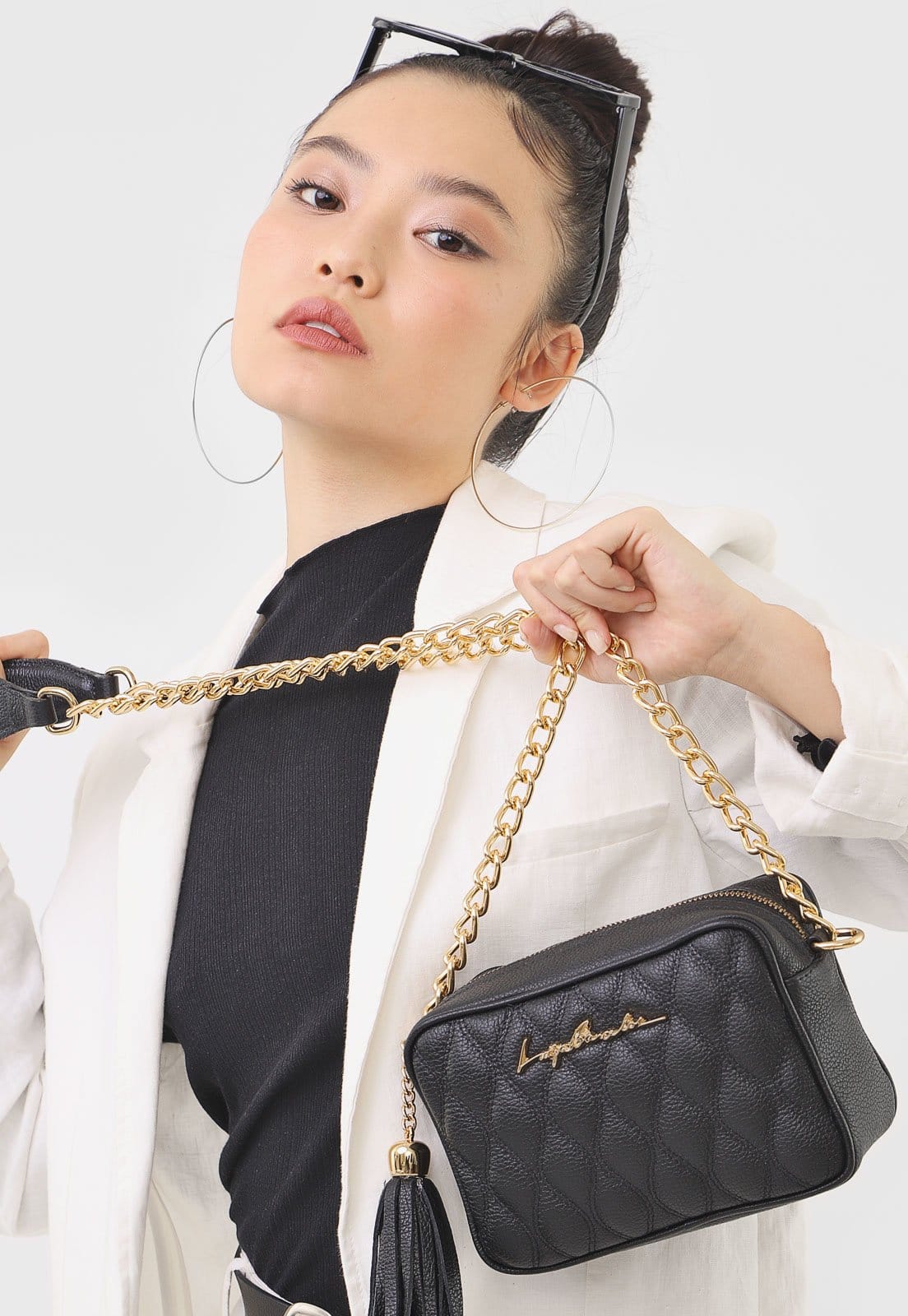 Bolsa Couro Luiza Barcelos Tassel Preta