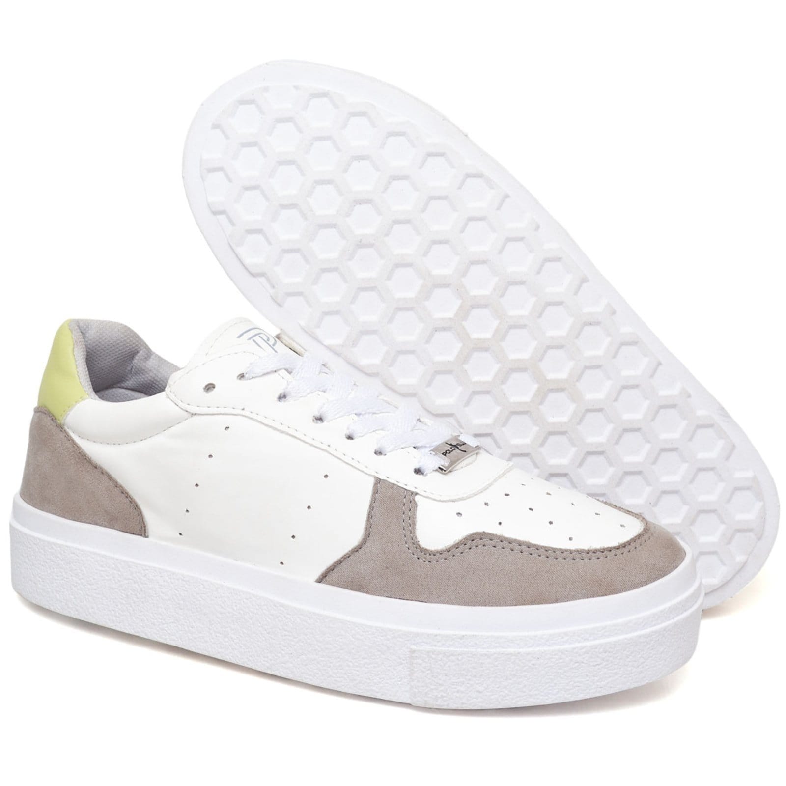 Vista principal Tênis Feminino Branco Sola Alta em Camurça e Verniz Polo Blu do ao 40 Polo Blu branco blu