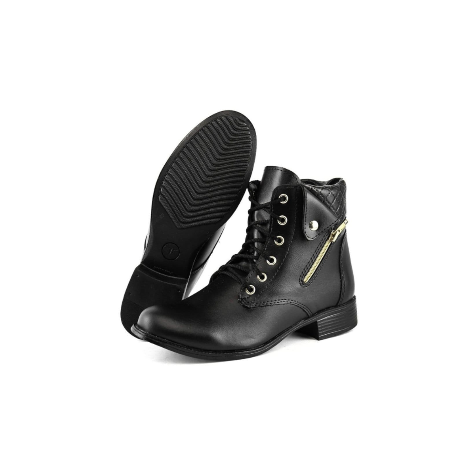 Vista 2 Bota Coturno Feminino Cano Curto Médio Miletto preto