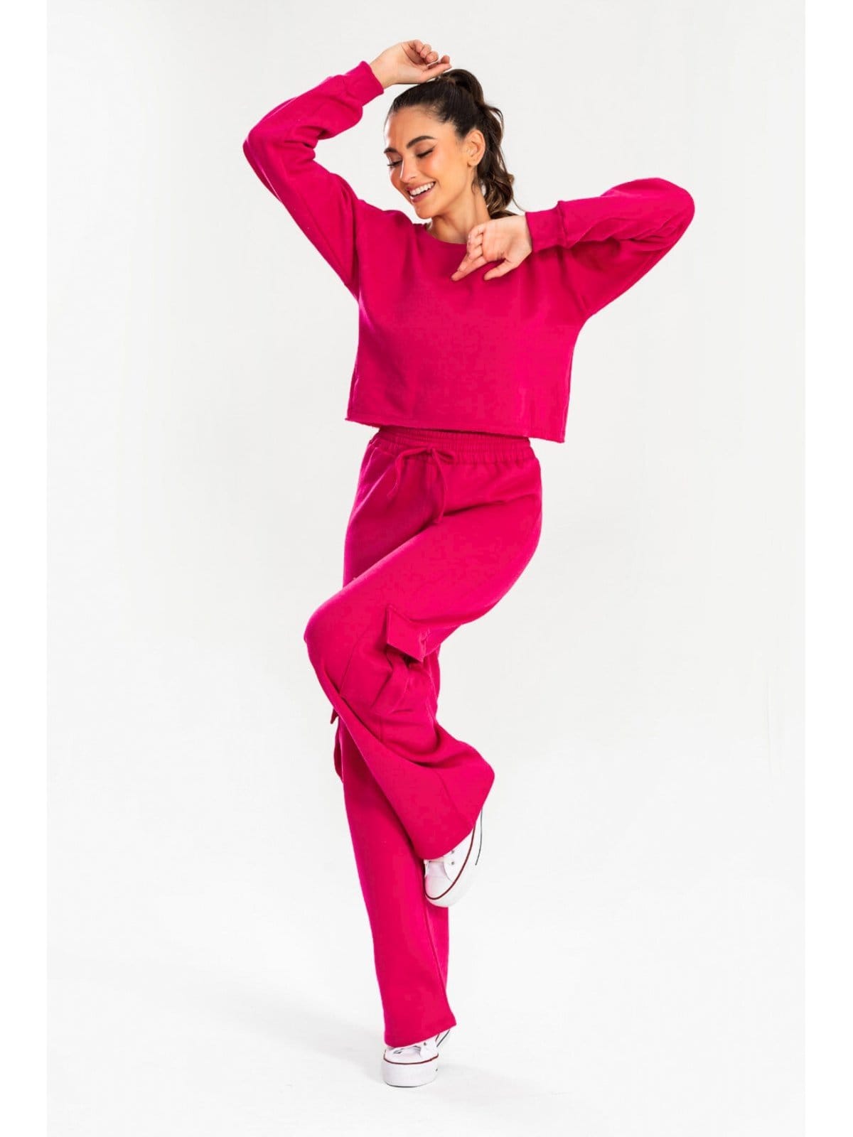 Vista principal Conjunto Moletom Feminino Confortável Rosa Meu Jeans pink rosa