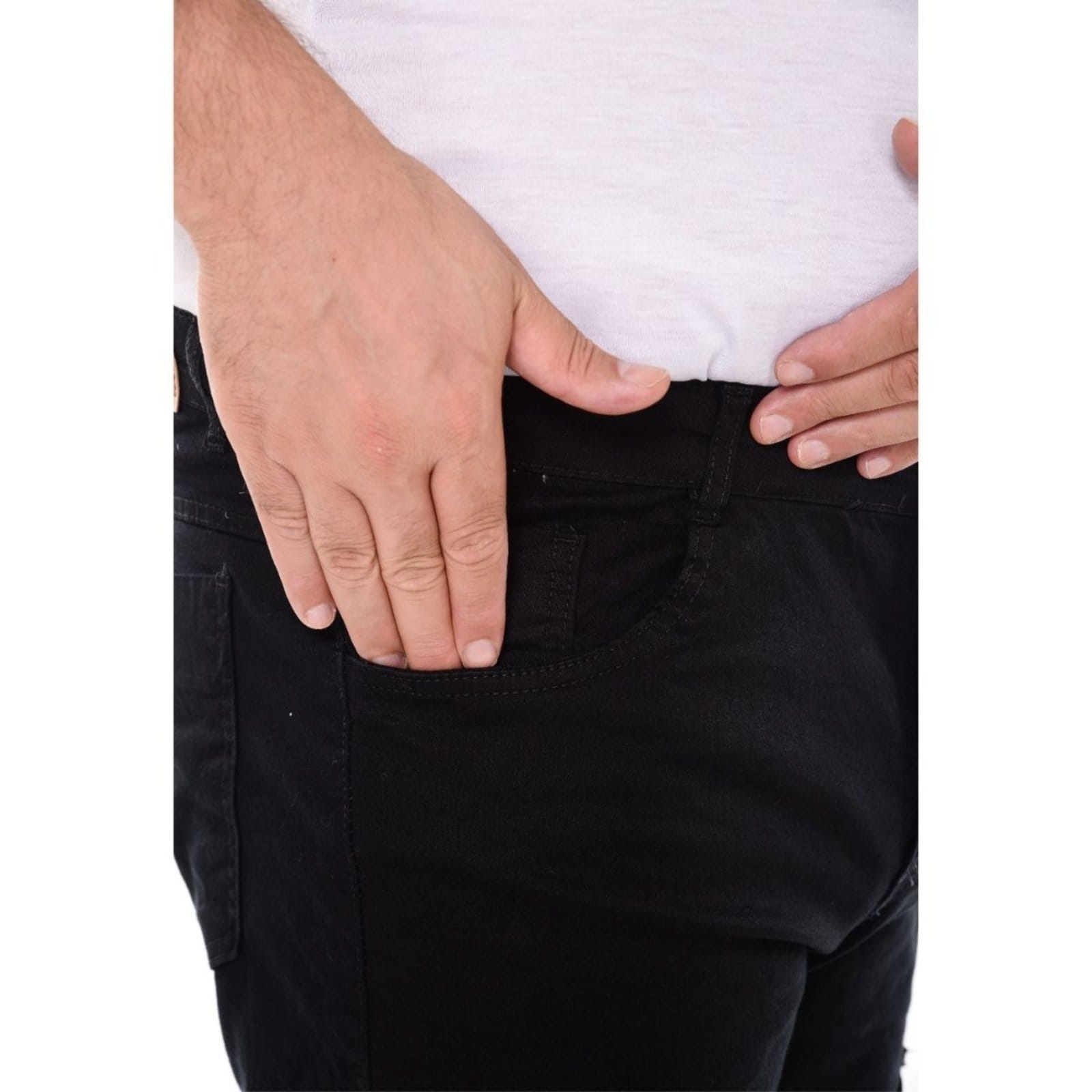 Vista 2 Bermuda Cargo Plus Size Jeans Loka Colorida Na Sarja Jeans Loka preto